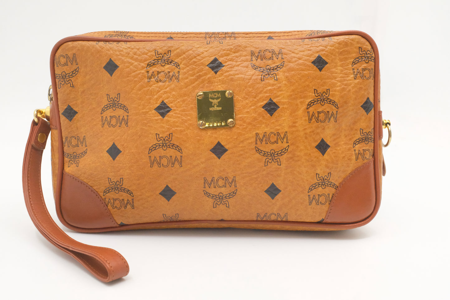 MCM Wristlet in Cognac Visetos Canvas