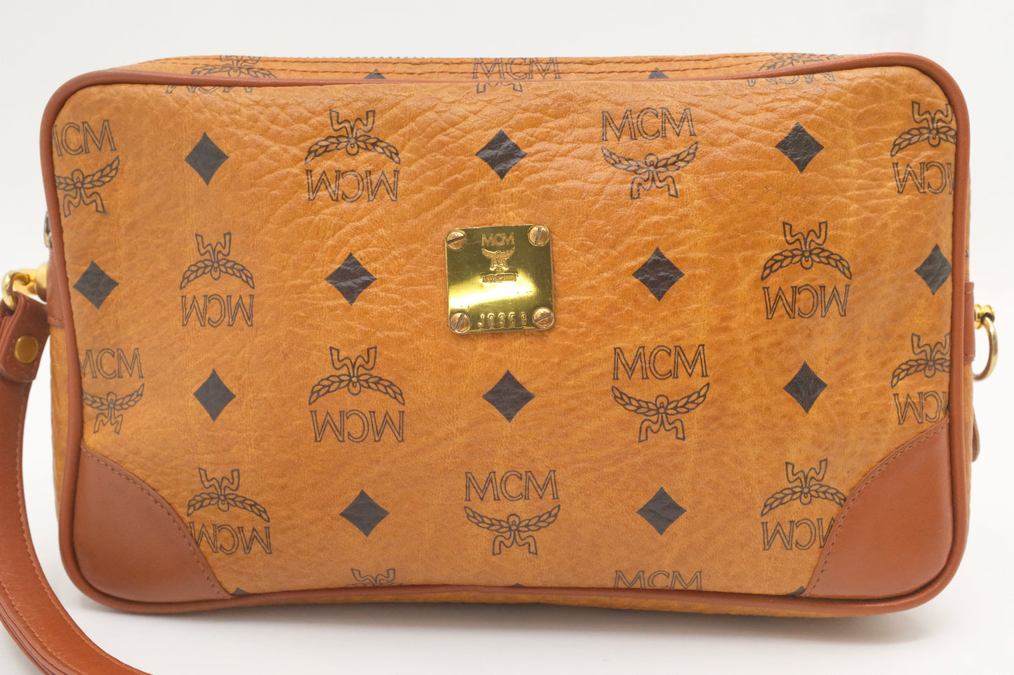 MCM Wristlet in Cognac Visetos Canvas