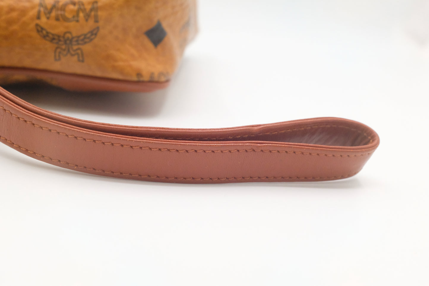 MCM Wristlet in Cognac Visetos Canvas