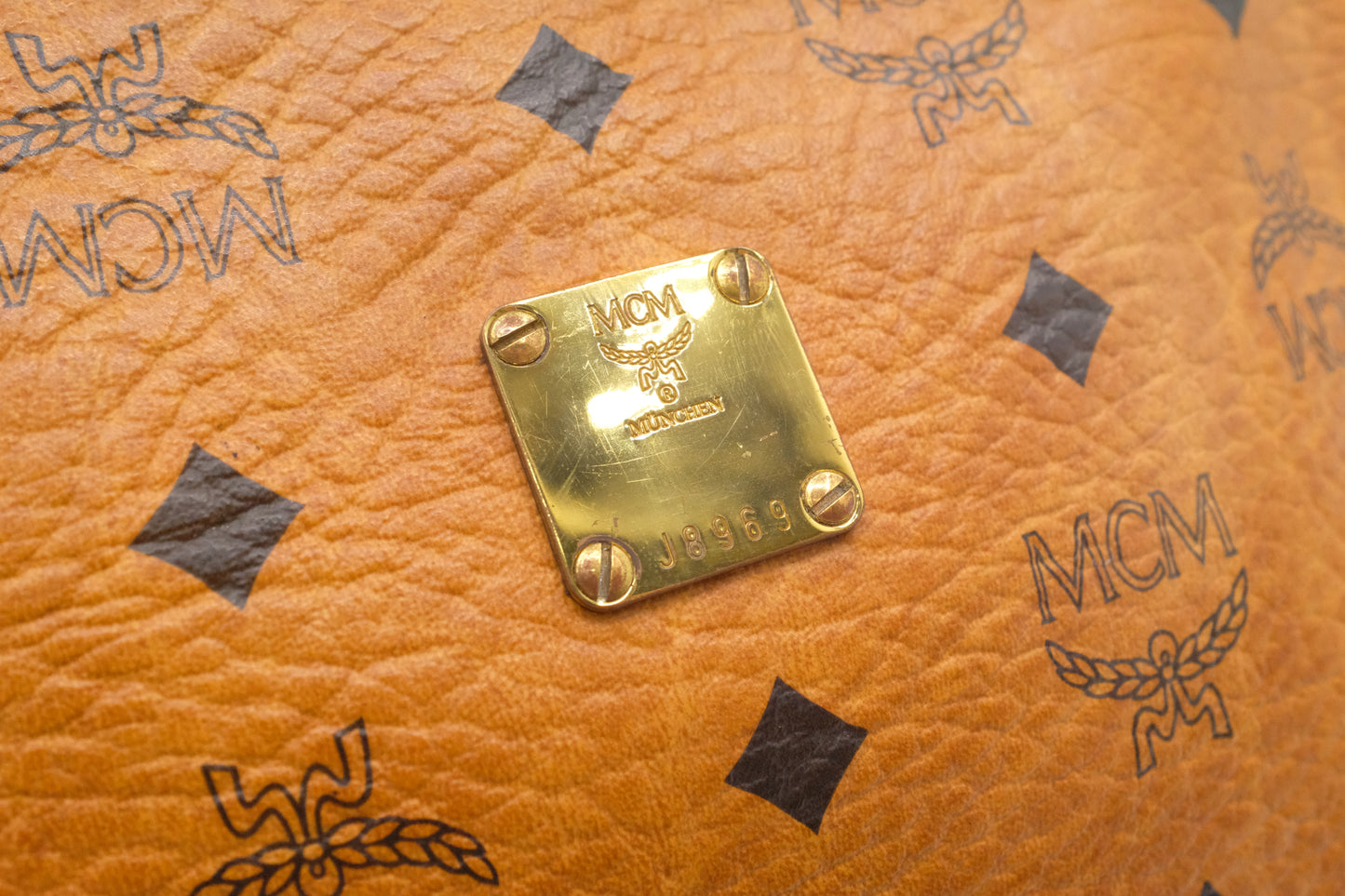 MCM Wristlet in Cognac Visetos Canvas