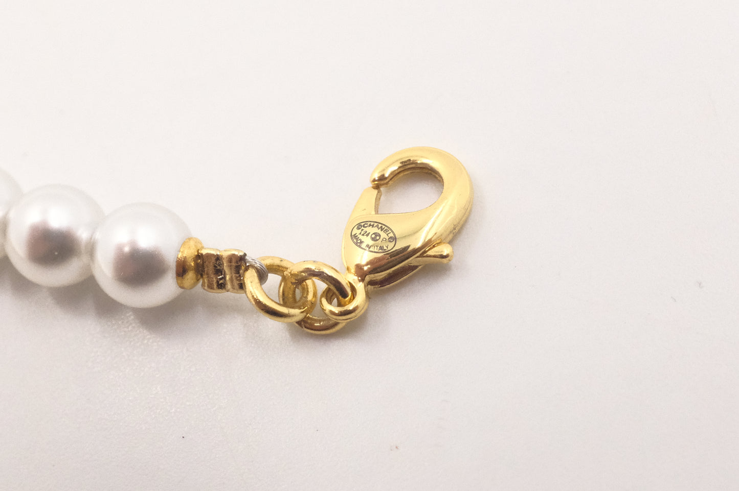 Chanel CC Heart Denim & Pearls Bracelet