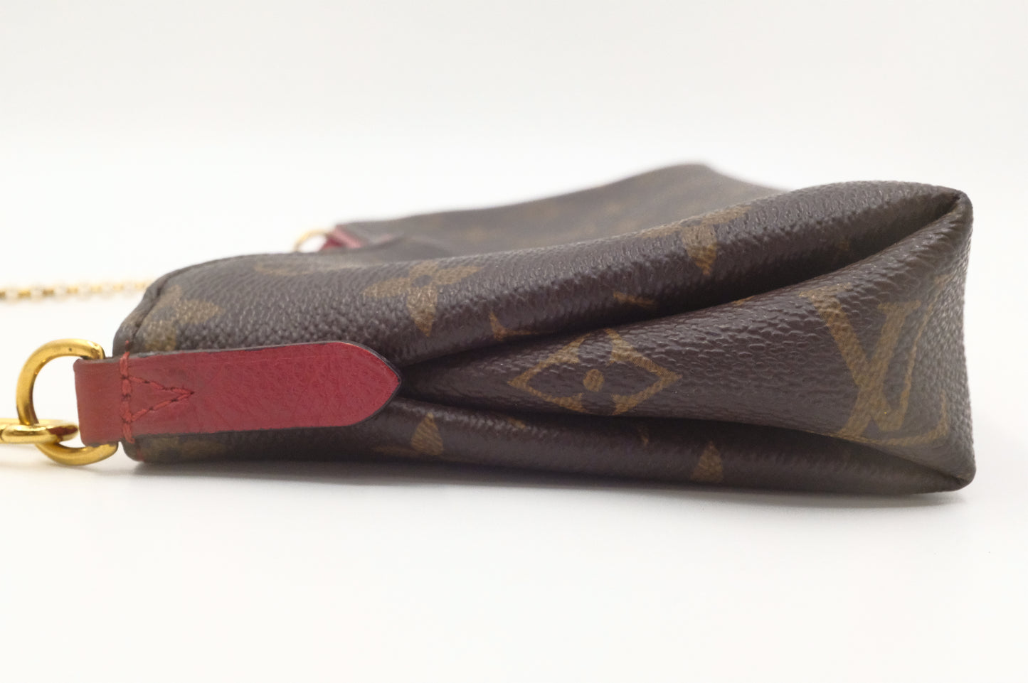Louis Vuitton Pallas Clutch in Monogram Canvas and Red Leather
