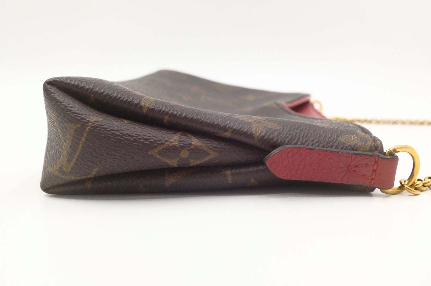 Louis Vuitton Pallas Clutch in Monogram Canvas and Red Leather
