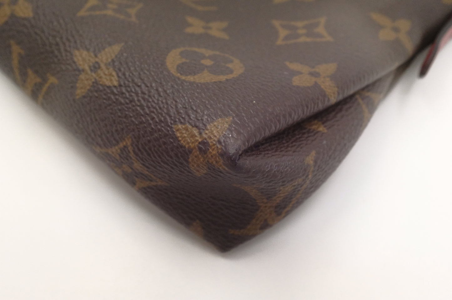 Louis Vuitton Pallas Clutch in Monogram Canvas and Red Leather
