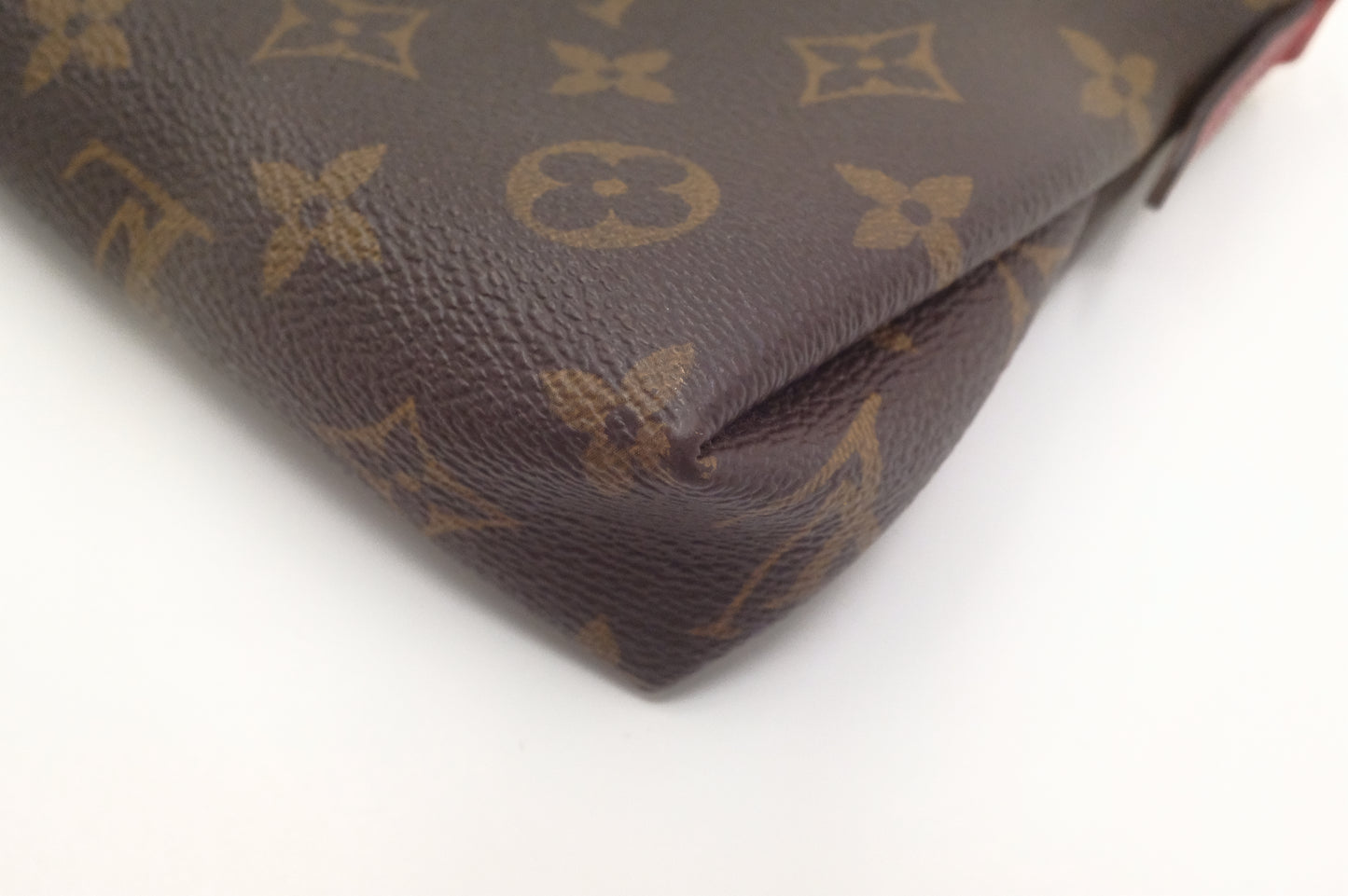Louis Vuitton Pallas Clutch in Monogram Canvas and Red Leather