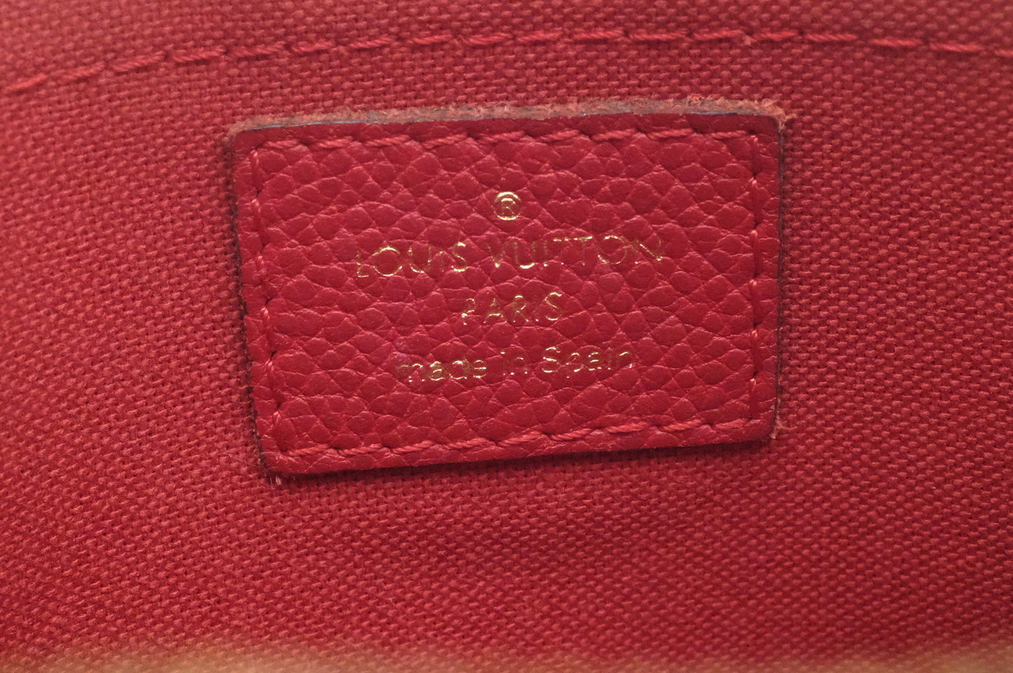 Louis Vuitton Pallas Clutch in Monogram Canvas and Red Leather