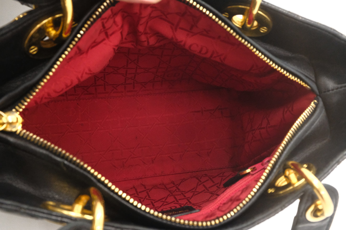 Dior Medium Lady Dior in Black Cannage Leather