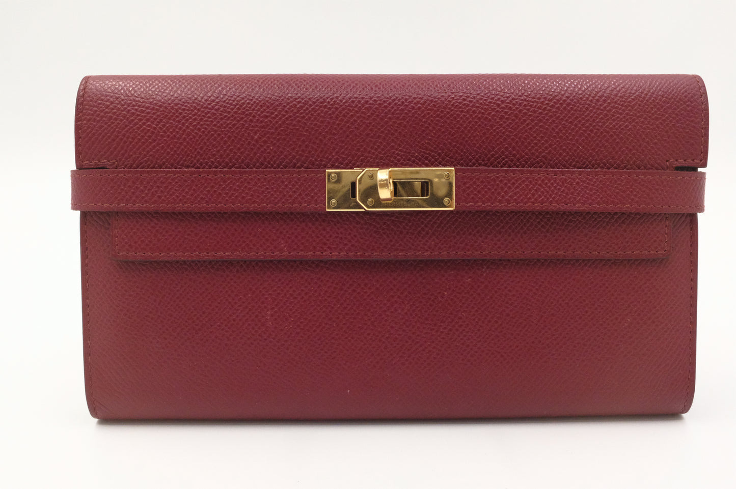 Hermes Kelly Wallet in Rouge Epsom Leather