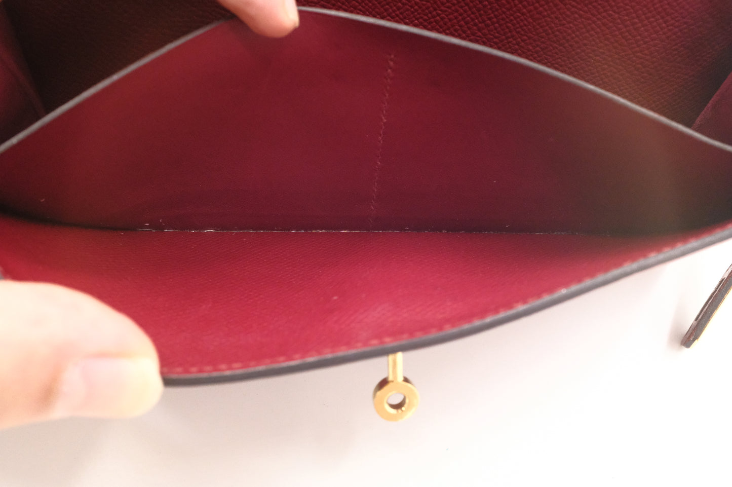 Hermes Kelly Wallet in Rouge Epsom Leather