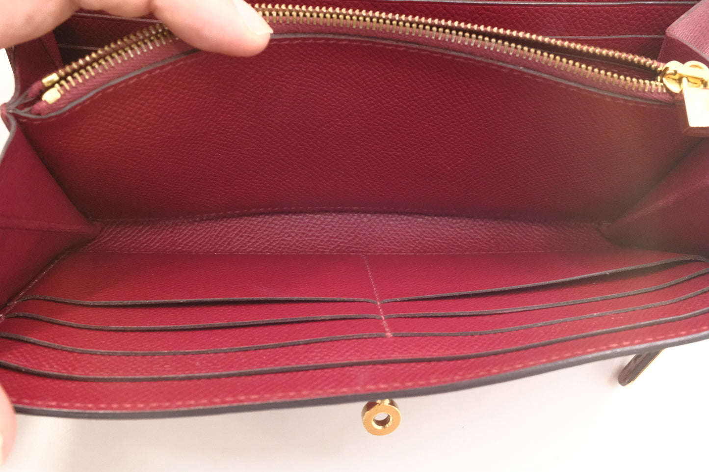 Hermes Kelly Wallet in Rouge Epsom Leather