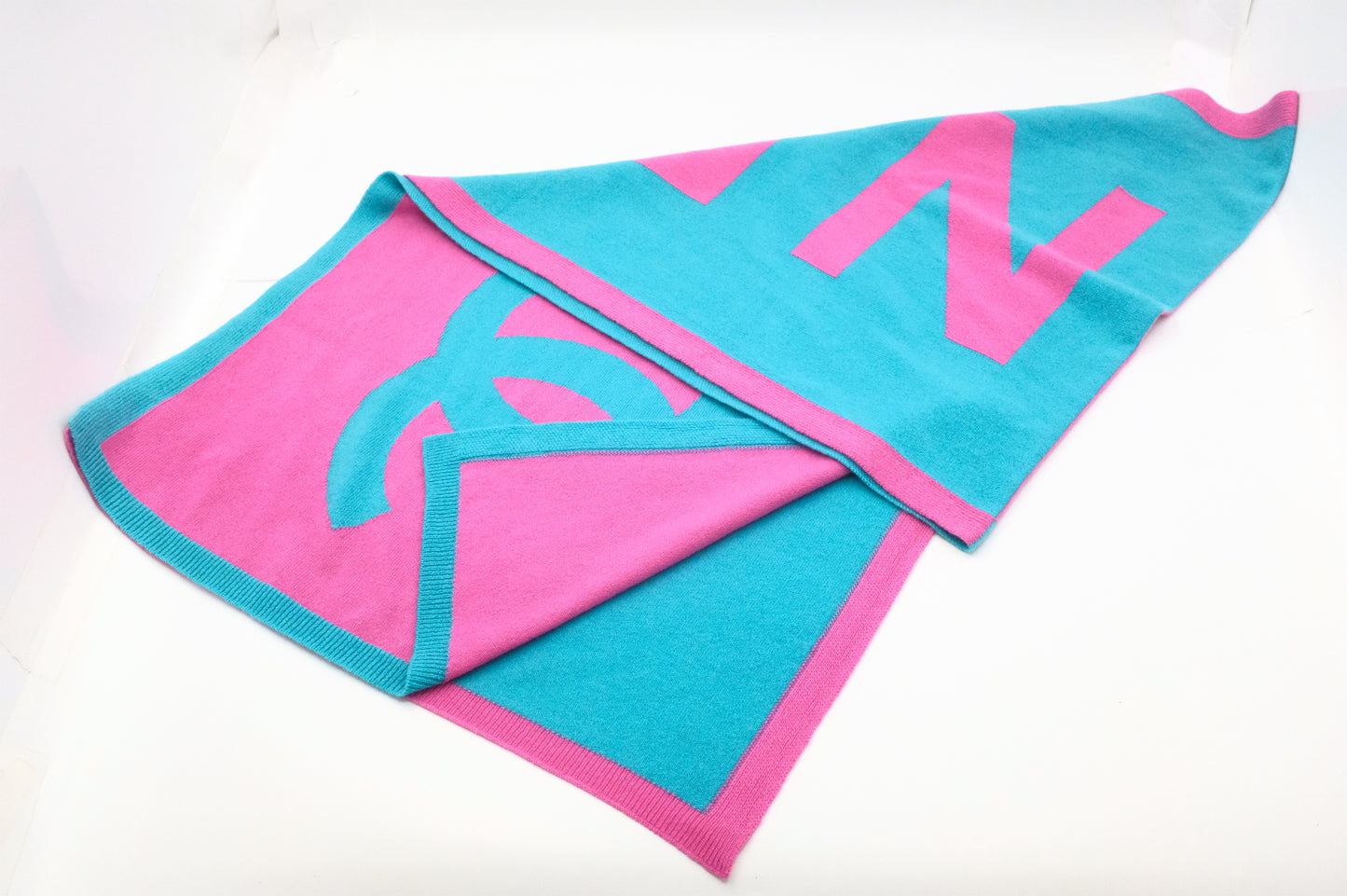 Chanel Scarf in Pink and Blue Cashmere