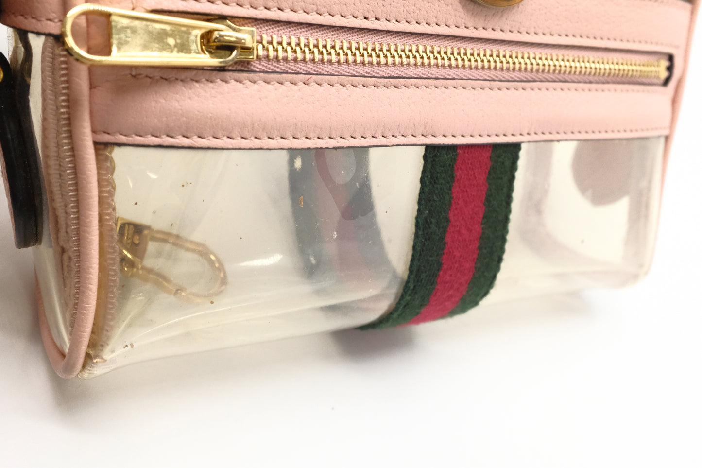 Gucci Ophidia Crossbody in Clear Vinyl & Pink Leather