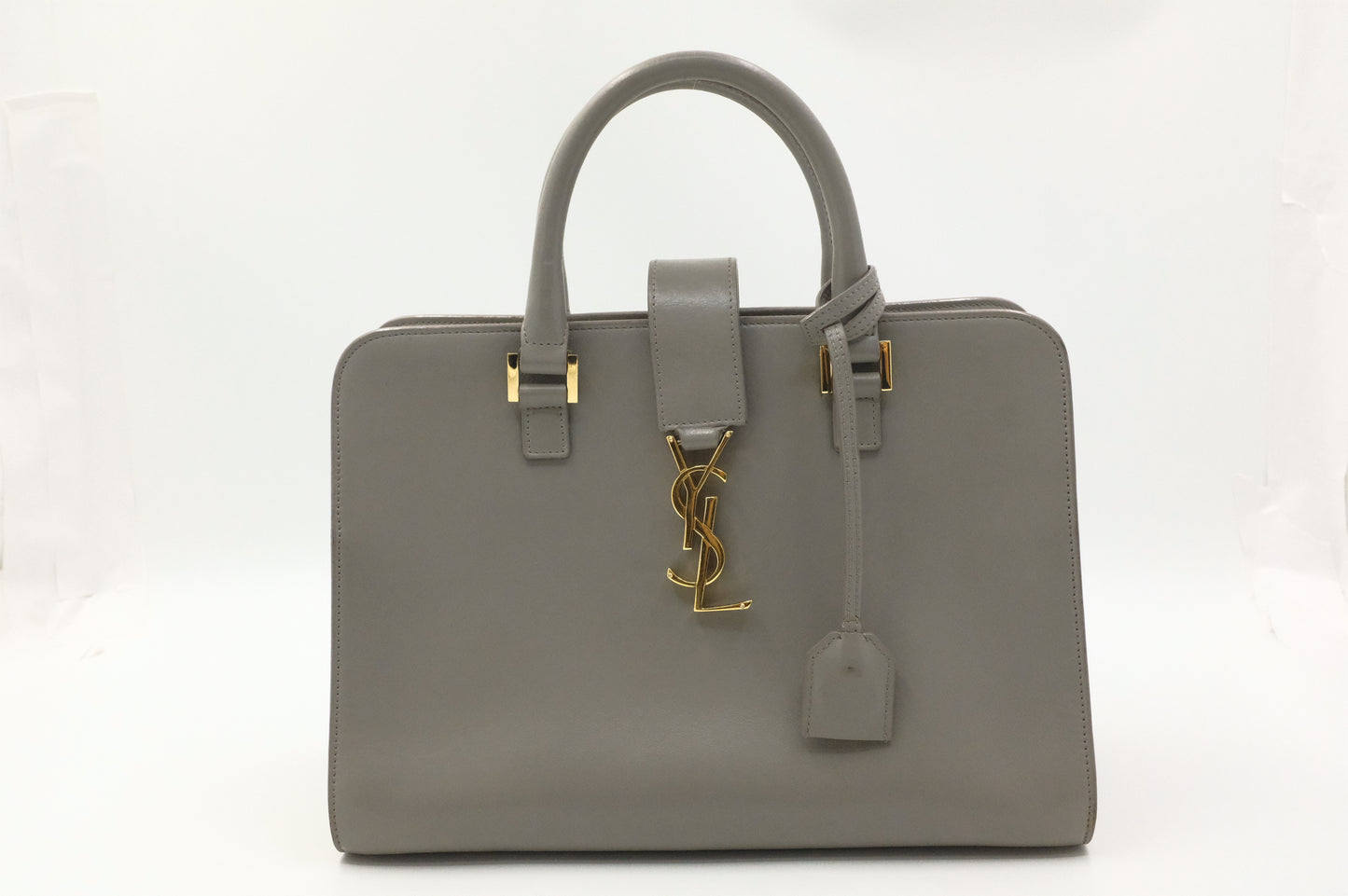 YSL Saint Laurent Baby Cabas in Gray Leather