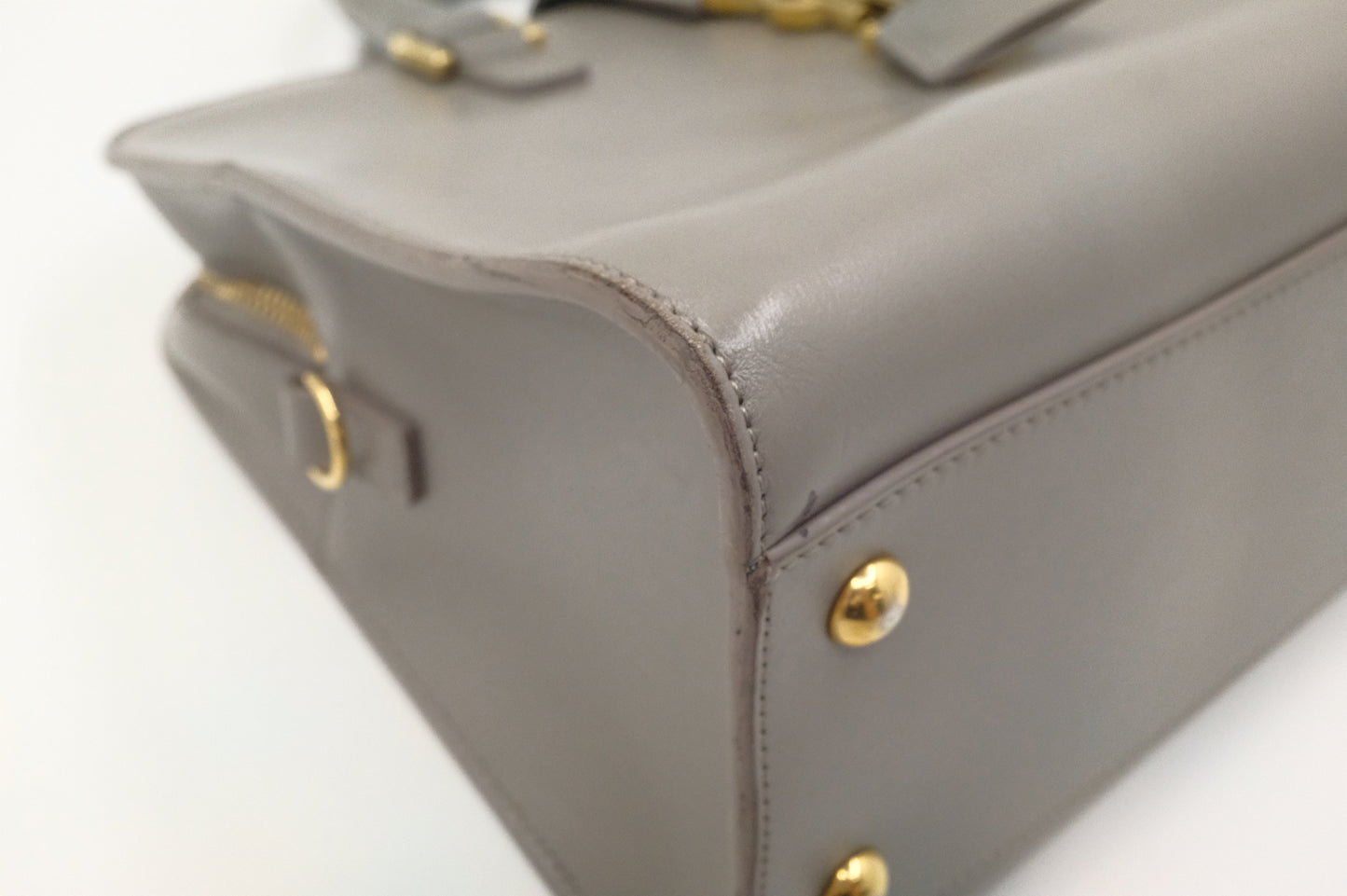 YSL Saint Laurent Baby Cabas in Gray Leather