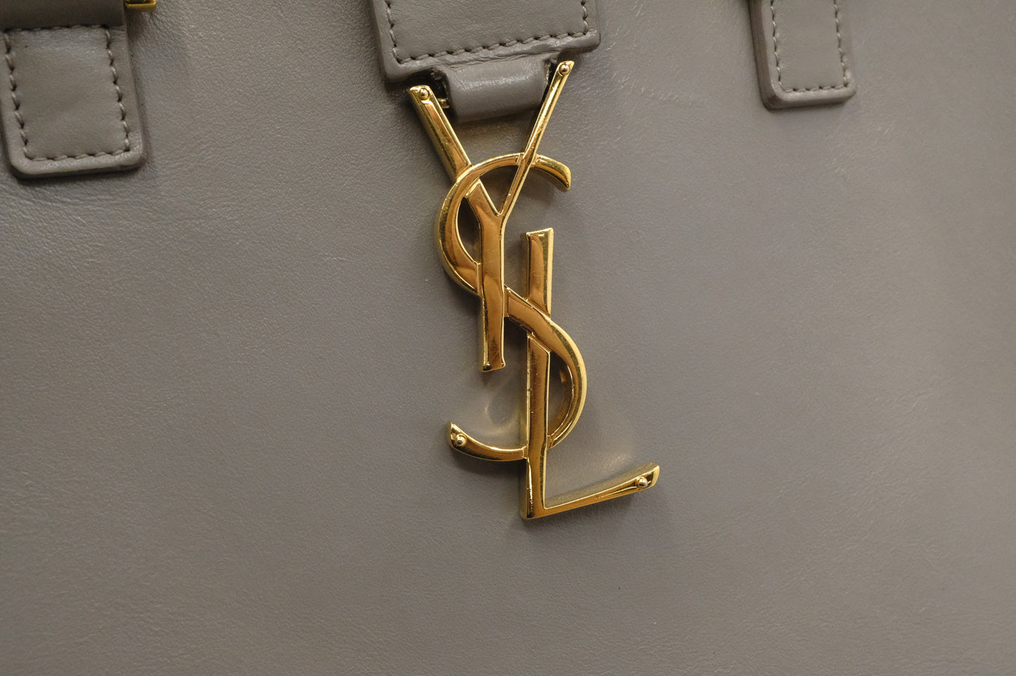 YSL Saint Laurent Baby Cabas in Gray Leather