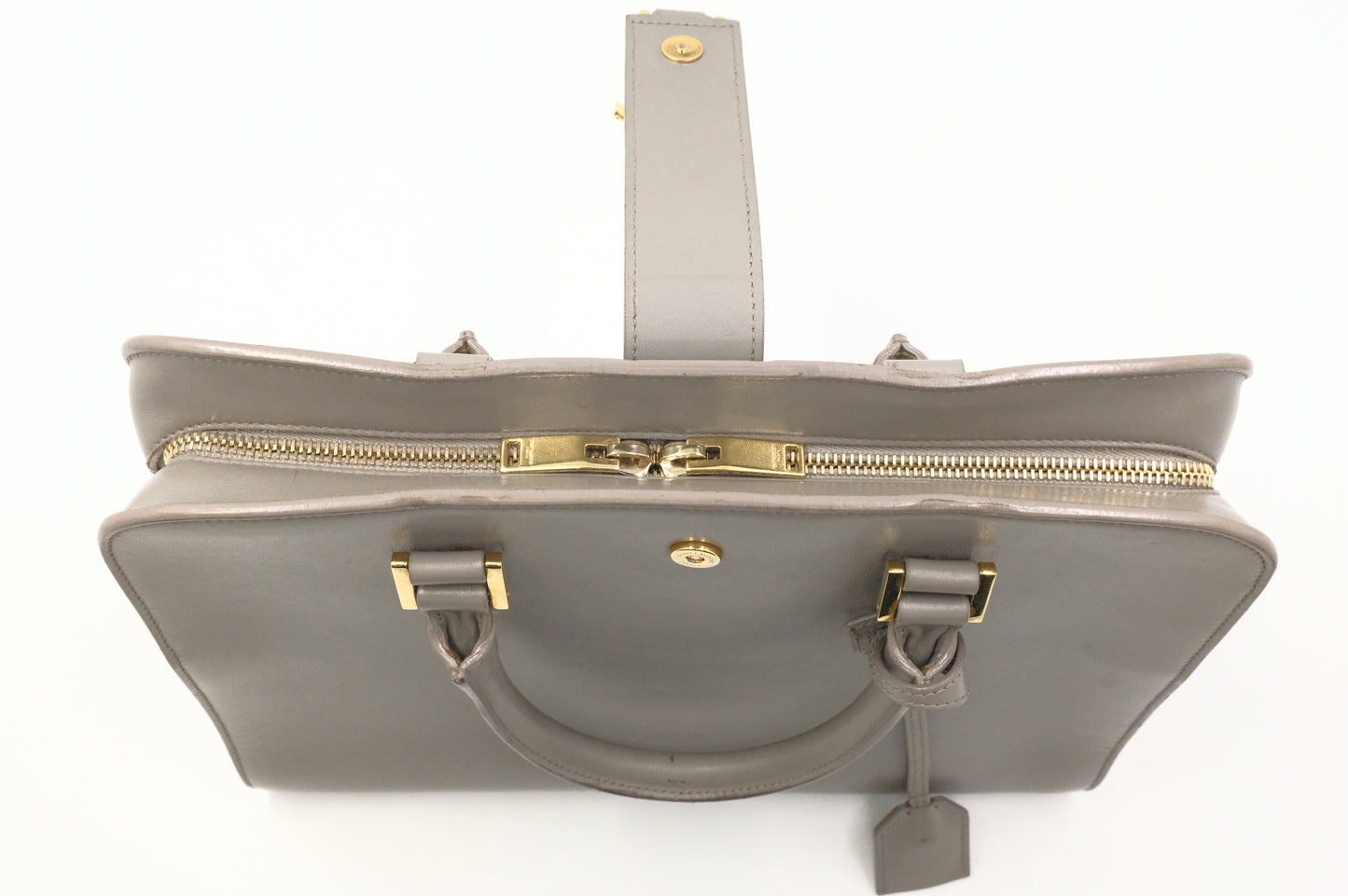 YSL Saint Laurent Baby Cabas in Gray Leather
