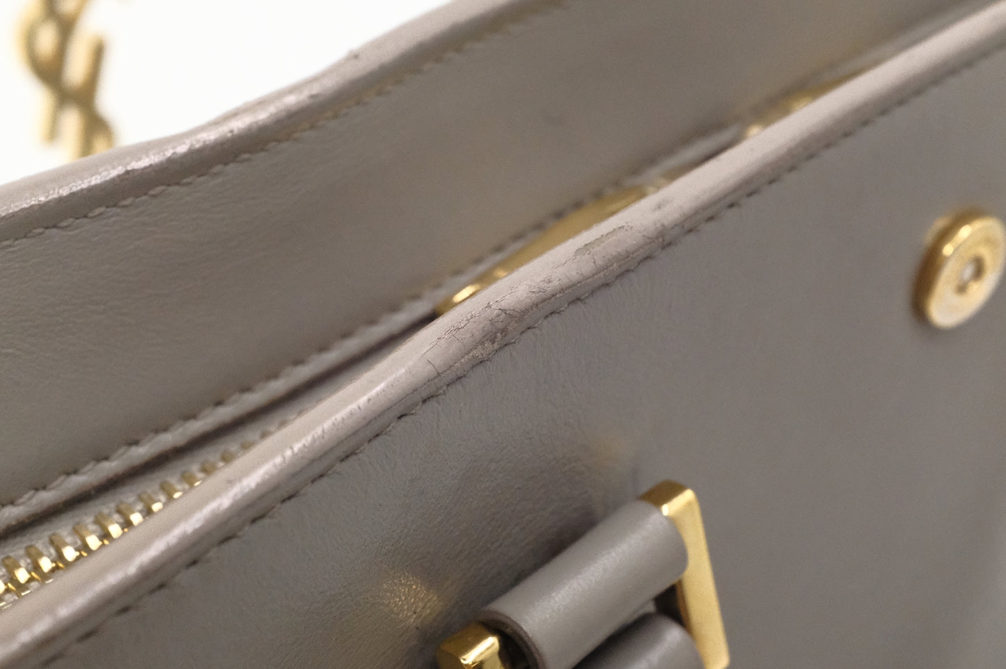 YSL Saint Laurent Baby Cabas in Gray Leather