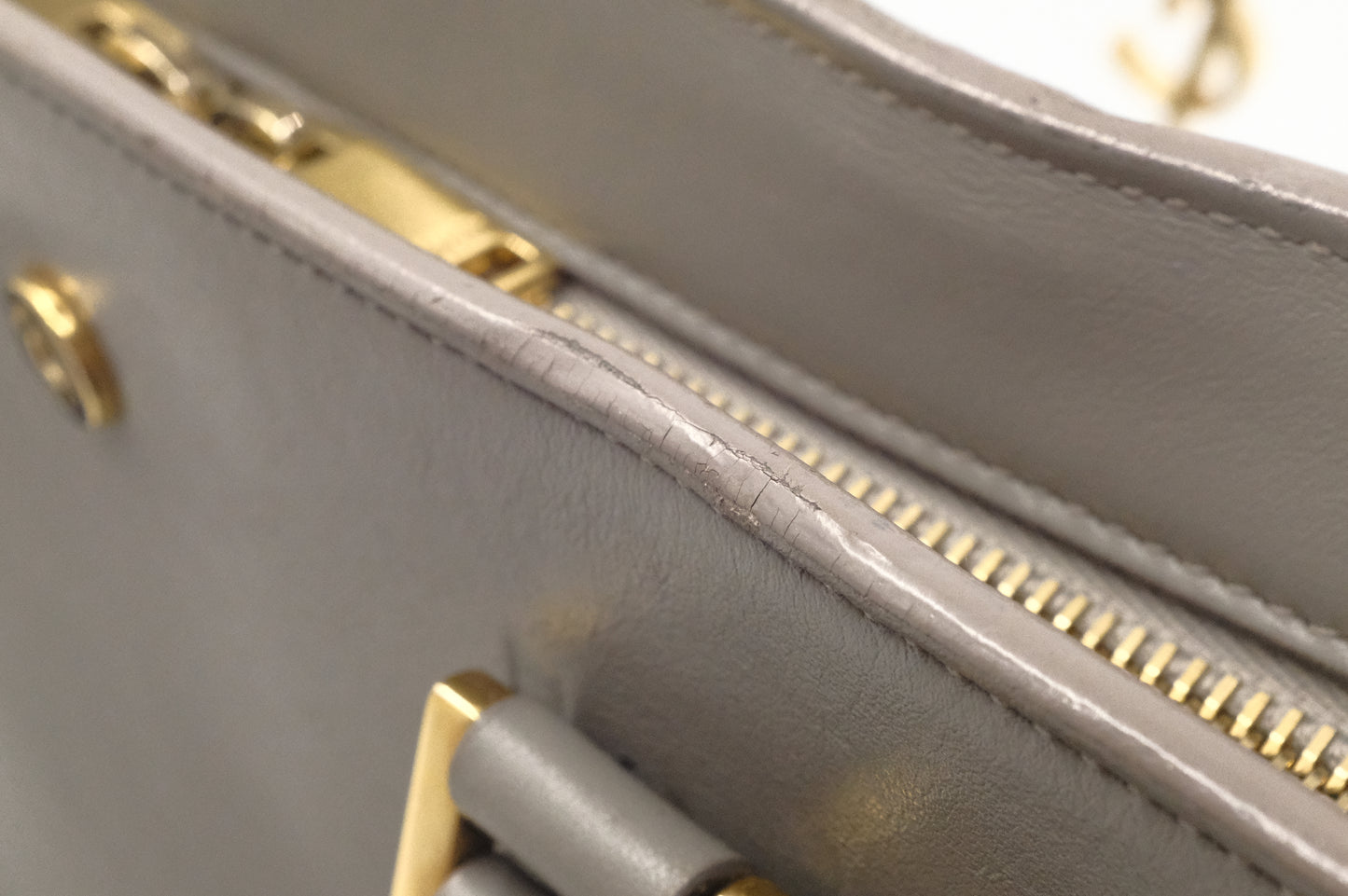 YSL Saint Laurent Baby Cabas in Gray Leather