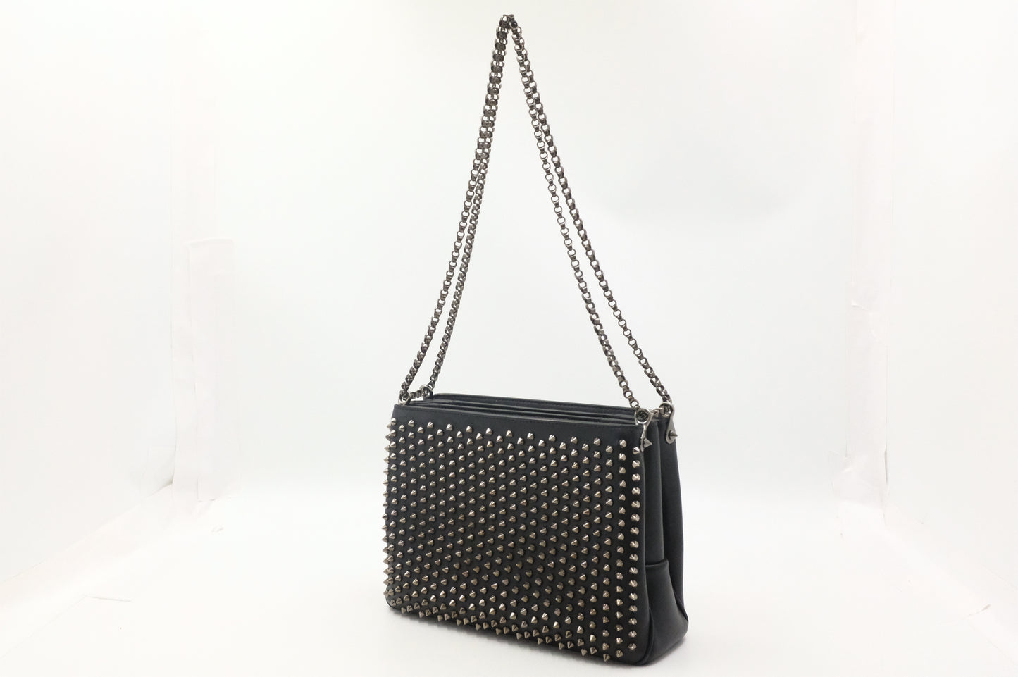 Louboutin Trilby Shoulder Bag in Black Studded Leather