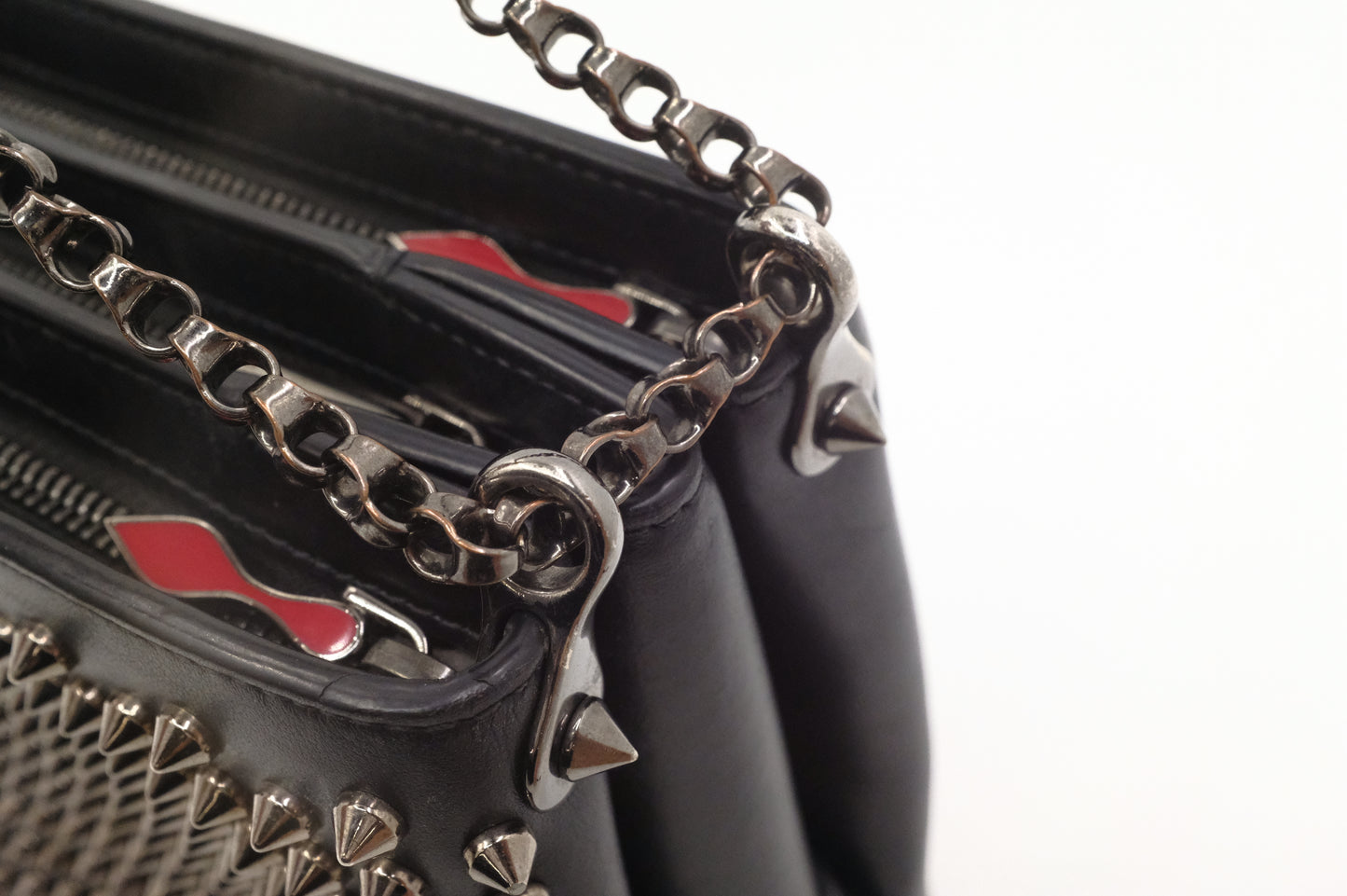 Louboutin Trilby Shoulder Bag in Black Studded Leather