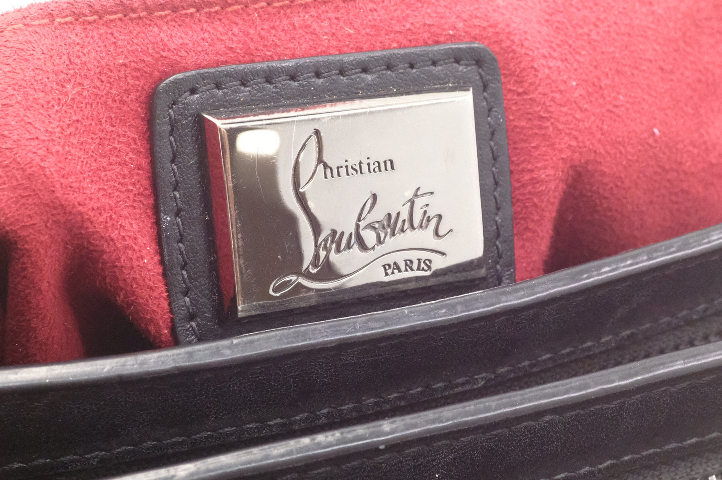 Louboutin Trilby Shoulder Bag in Black Studded Leather