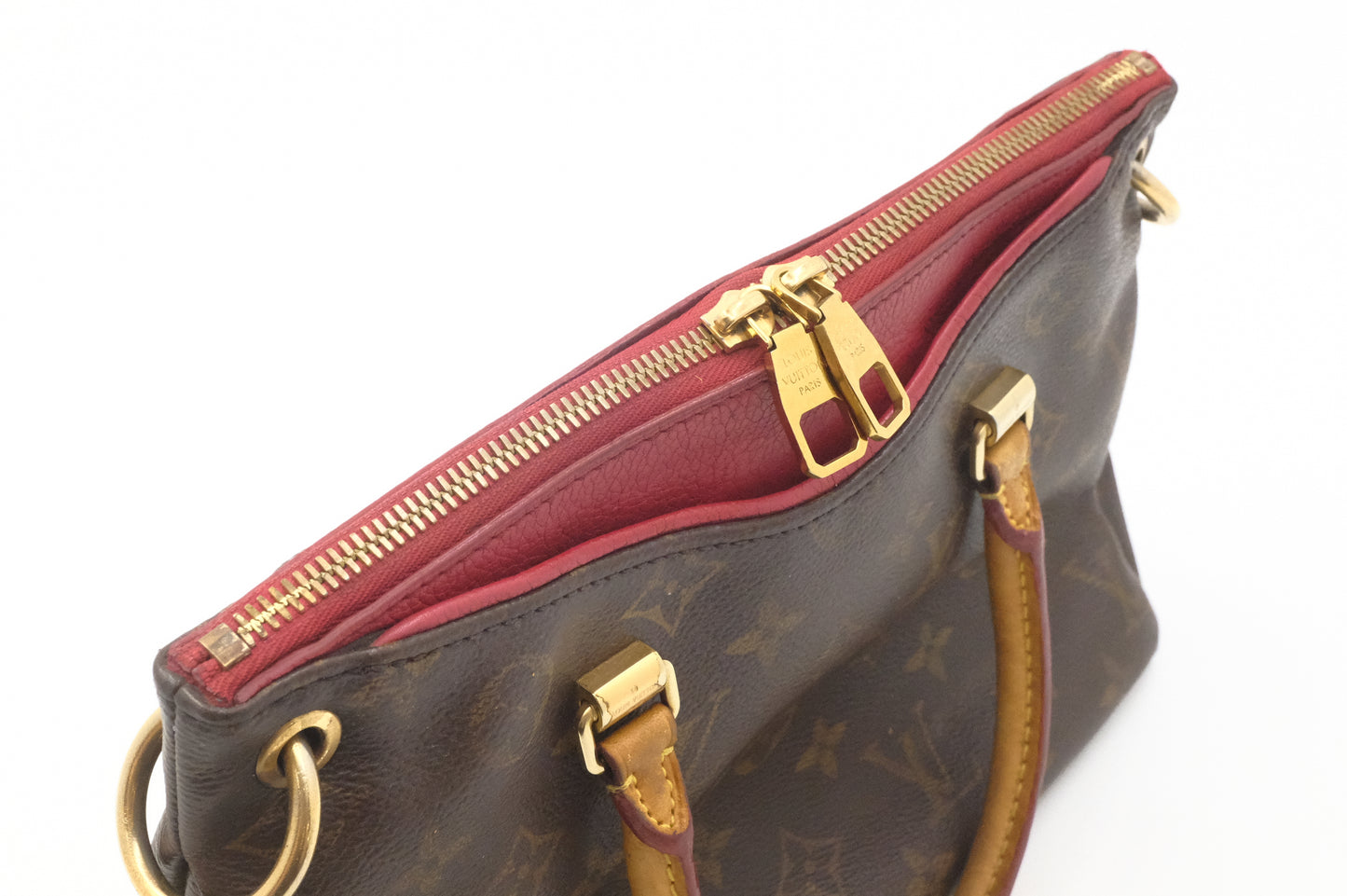 Louis Vuitton Pallas BB in Monogram Canvas & Red Leather