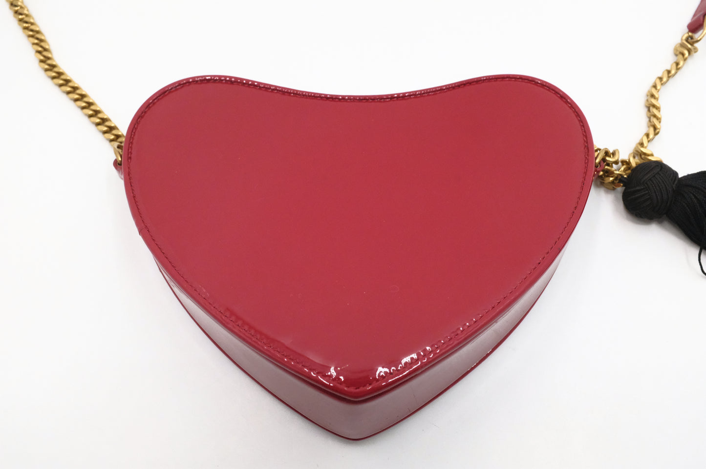 YSL Saint Laurent Heart Crossbody in Red Patent Leather