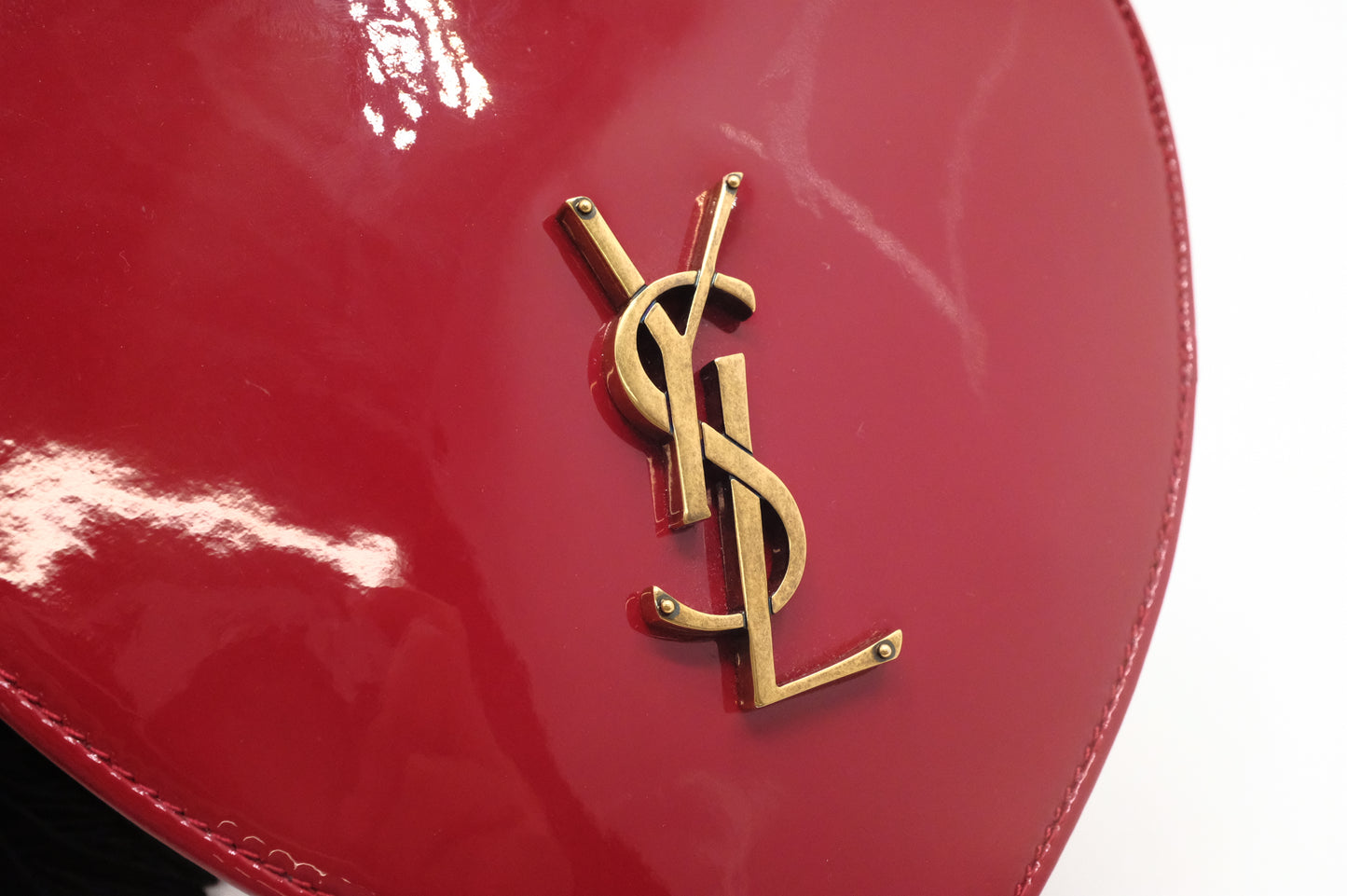 YSL Saint Laurent Heart Crossbody in Red Patent Leather