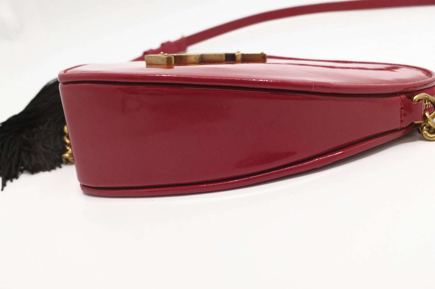 YSL Saint Laurent Heart Crossbody in Red Patent Leather