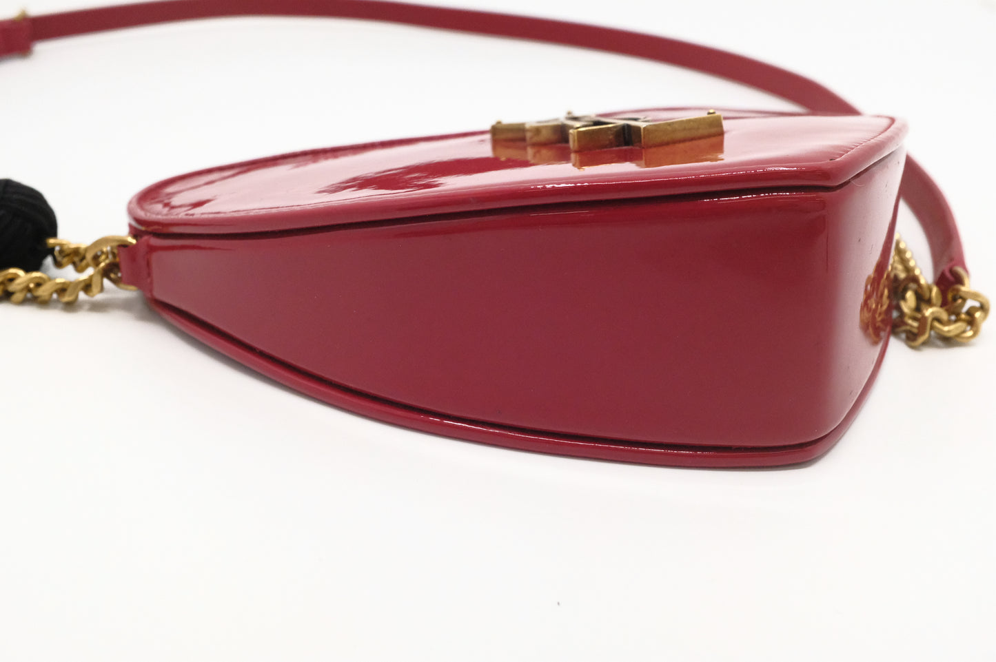YSL Saint Laurent Heart Crossbody in Red Patent Leather