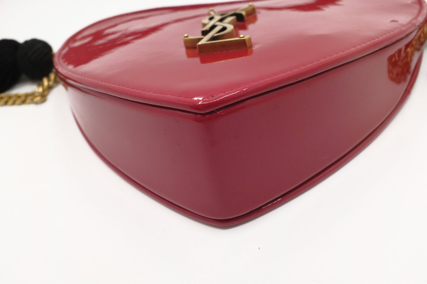 YSL Saint Laurent Heart Crossbody in Red Patent Leather
