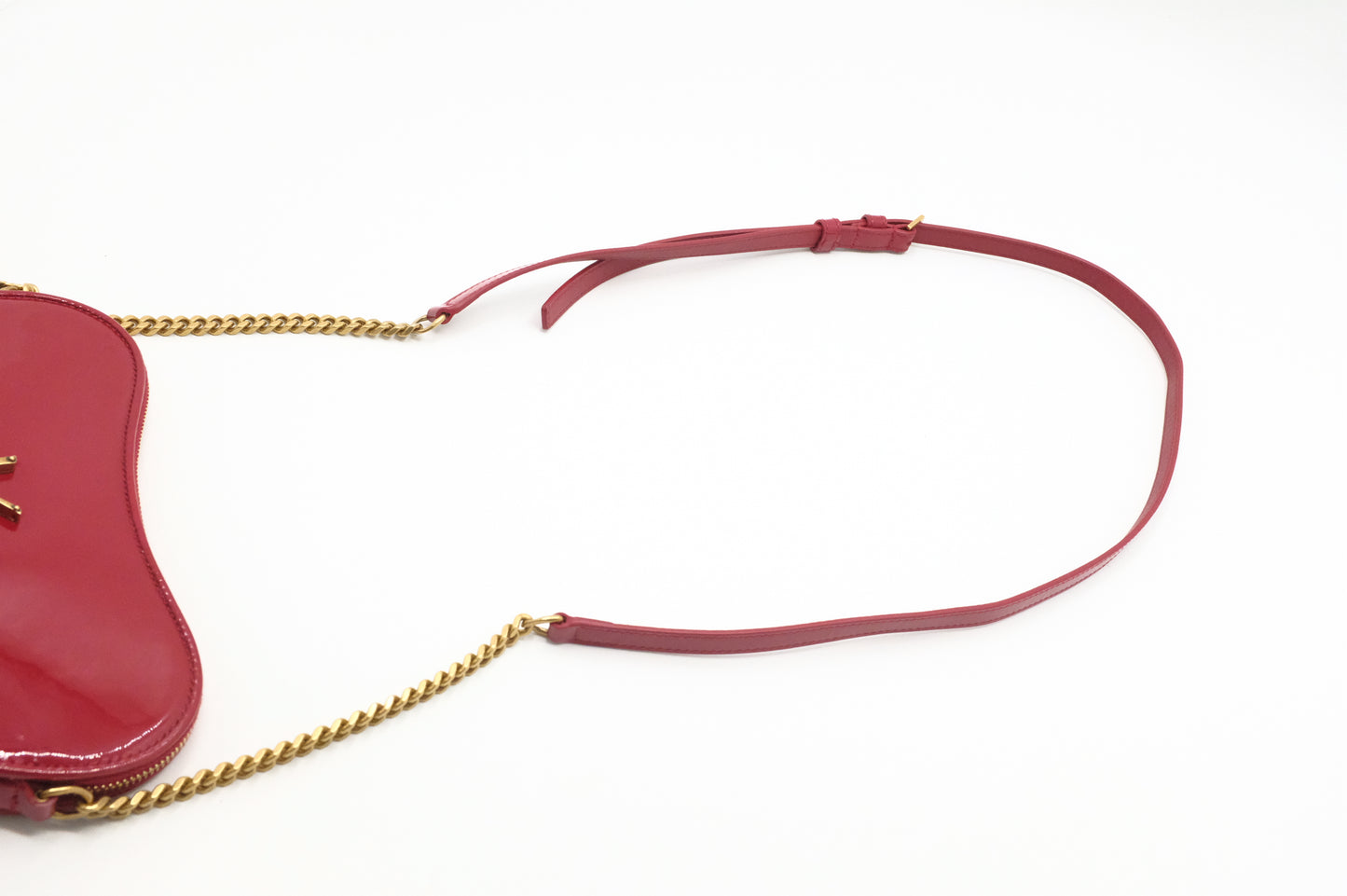 YSL Saint Laurent Heart Crossbody in Red Patent Leather