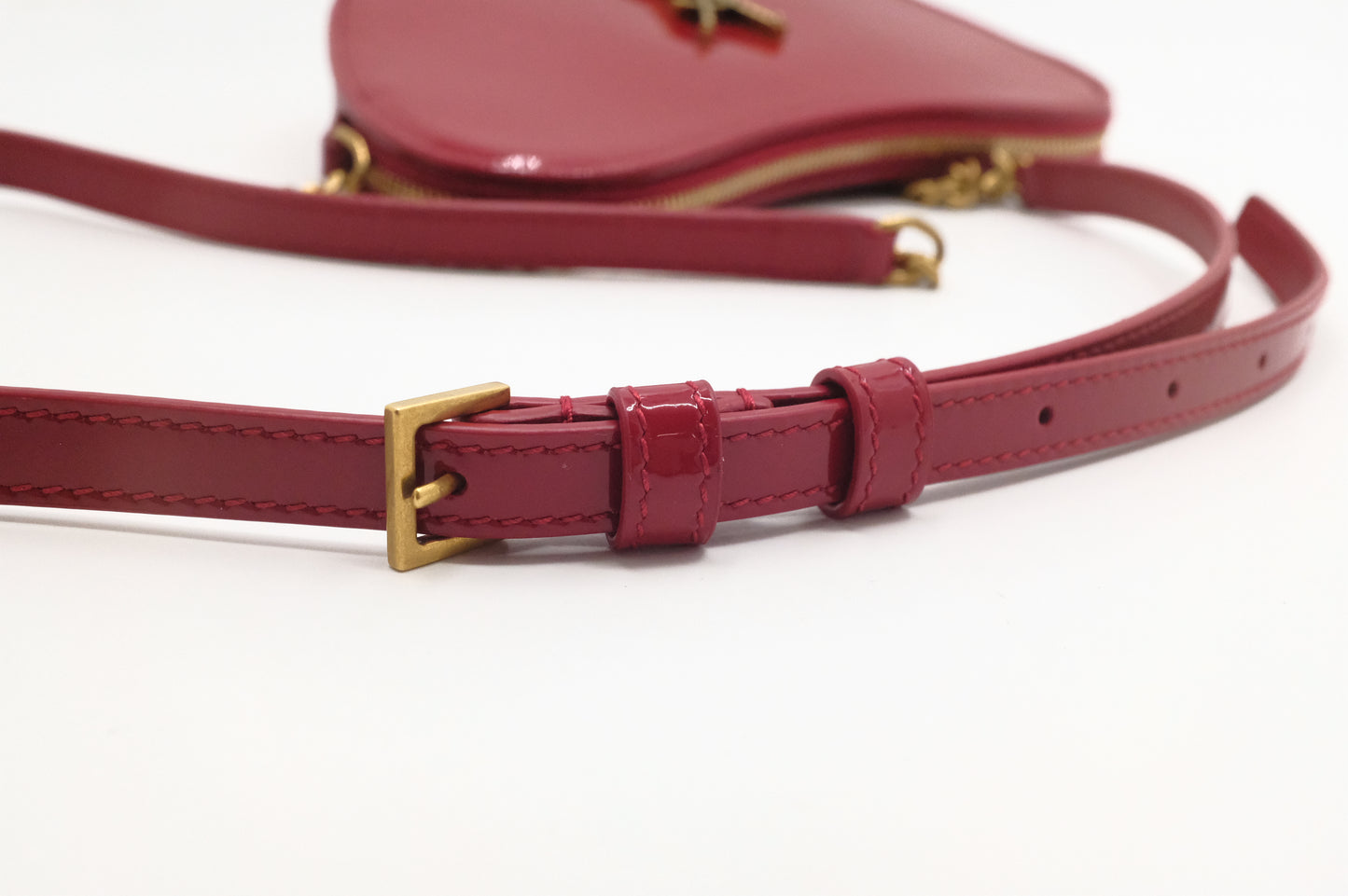 YSL Saint Laurent Heart Crossbody in Red Patent Leather