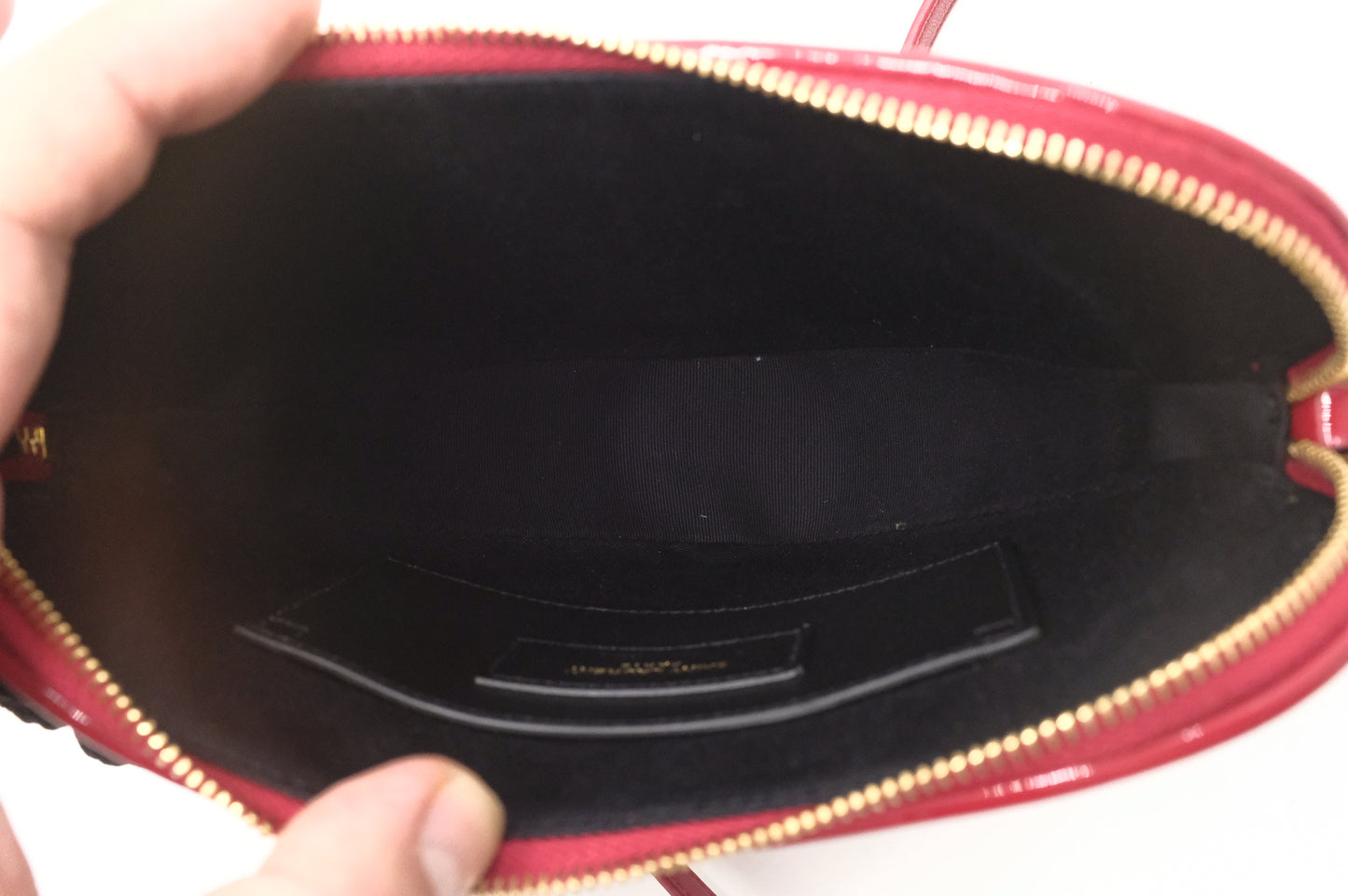 YSL Saint Laurent Heart Crossbody in Red Patent Leather