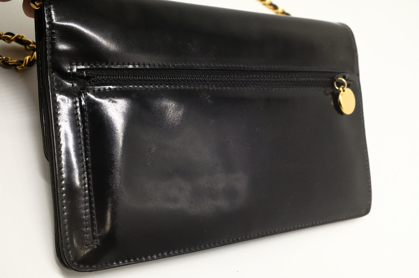 Chanel Wallet on Chain in Black Patent Leather