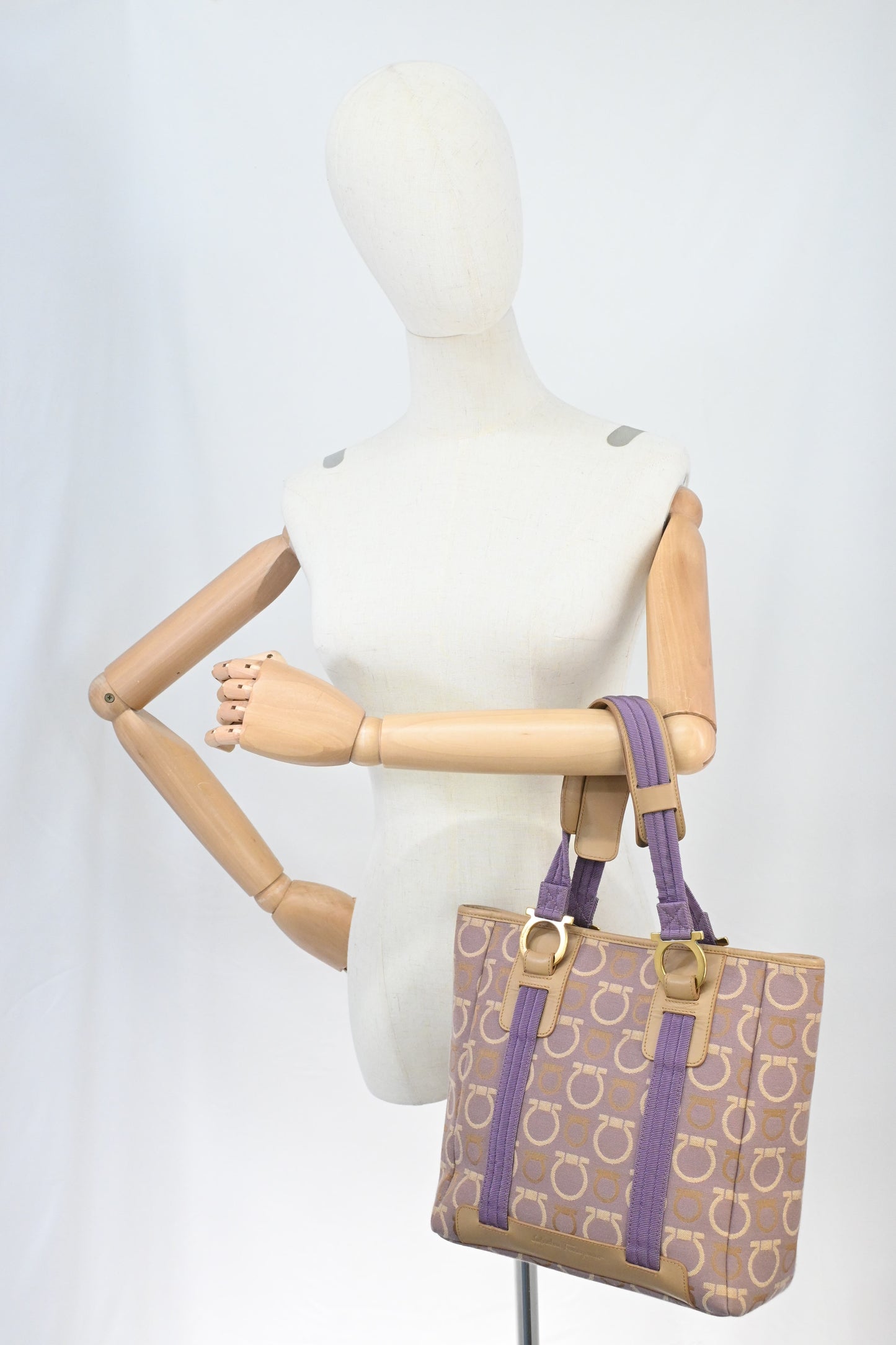 Ferragamo Handbag in Purple Gancini Canvas