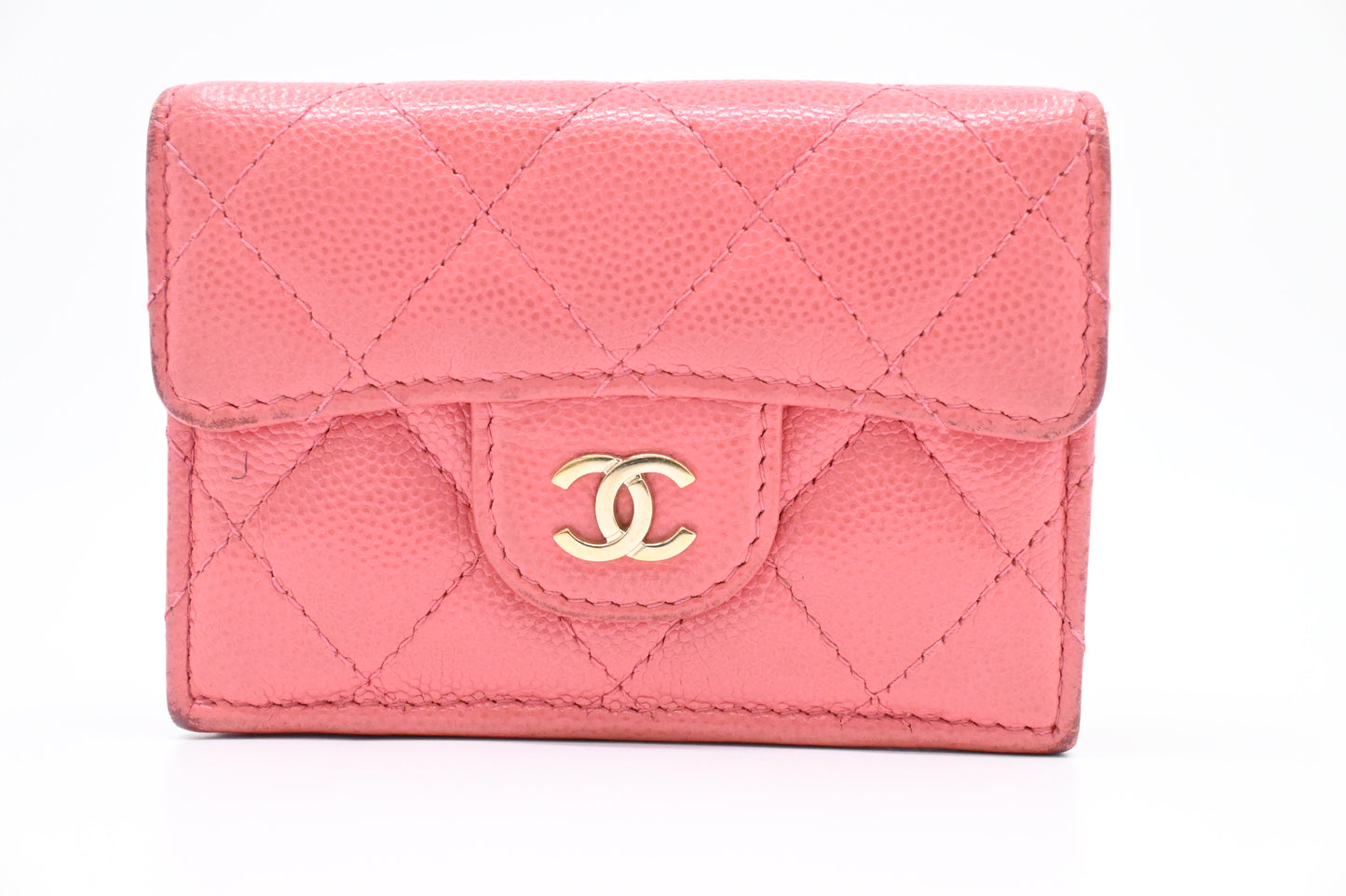 Chanel Compact Wallet in Pink Caviar Matelasse Leather