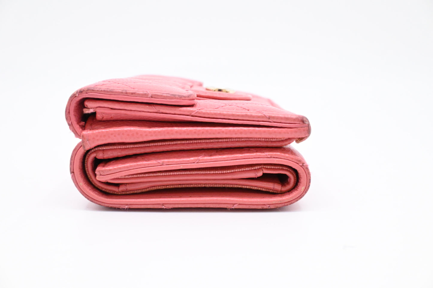 Chanel Compact Wallet in Pink Caviar Matelasse Leather