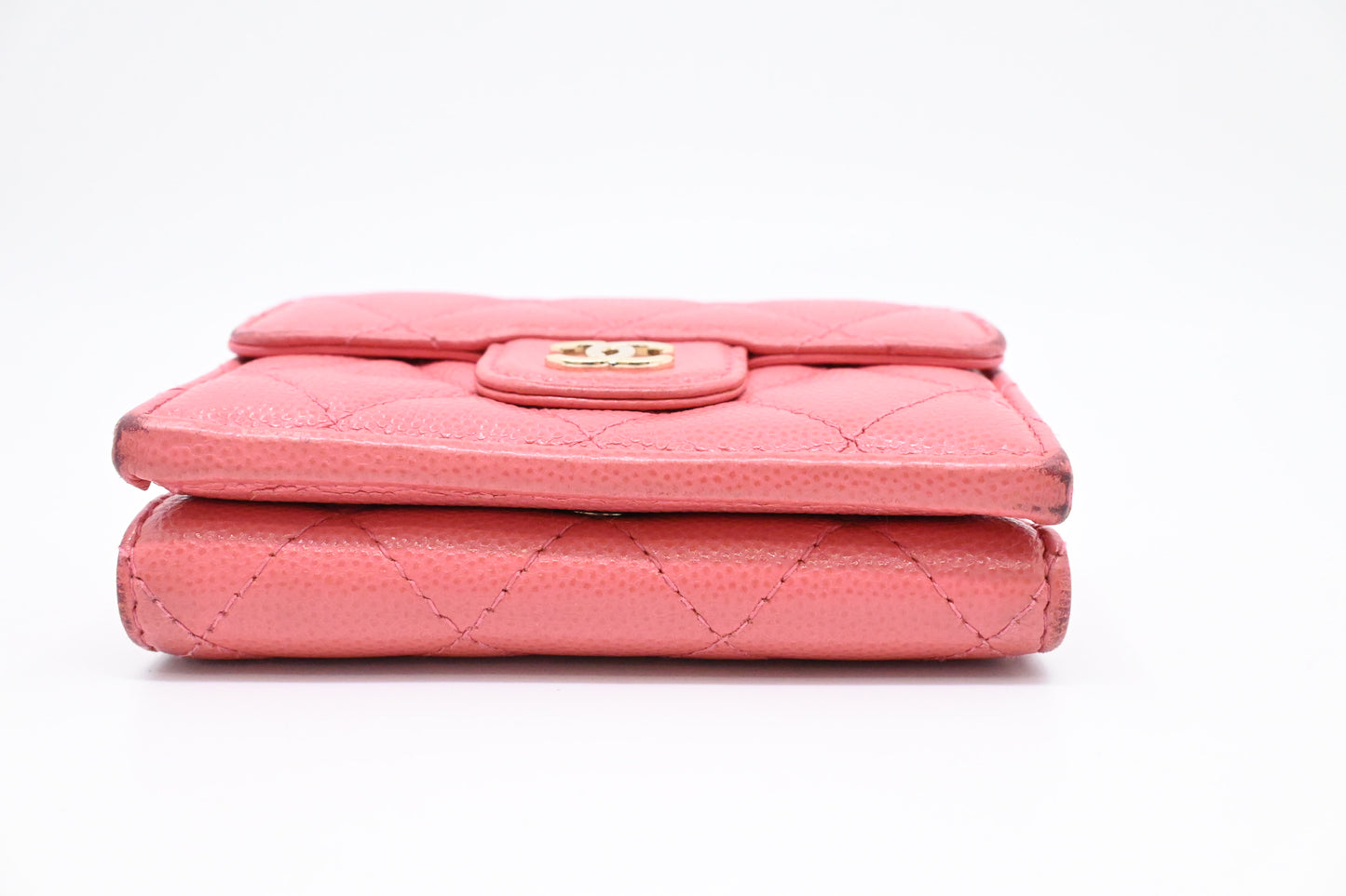 Chanel Compact Wallet in Pink Caviar Matelasse Leather