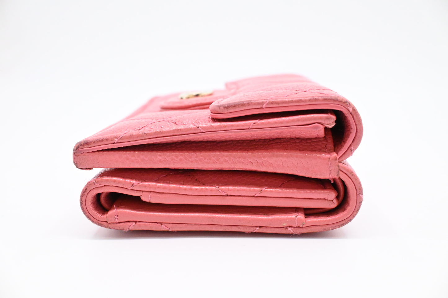 Chanel Compact Wallet in Pink Caviar Matelasse Leather