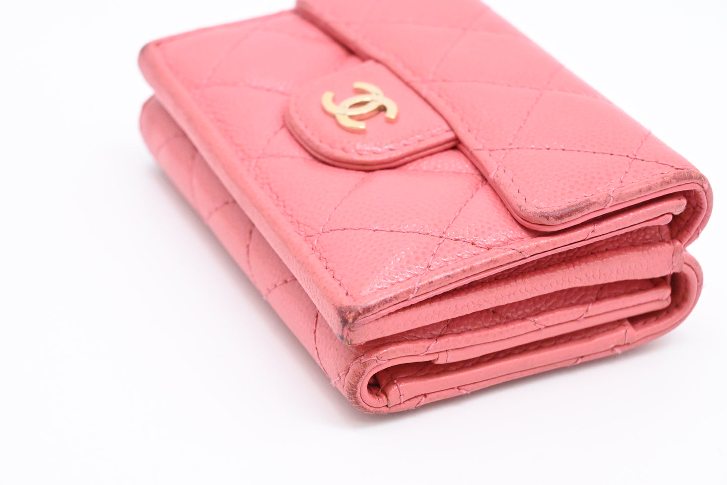 Chanel Compact Wallet in Pink Caviar Matelasse Leather