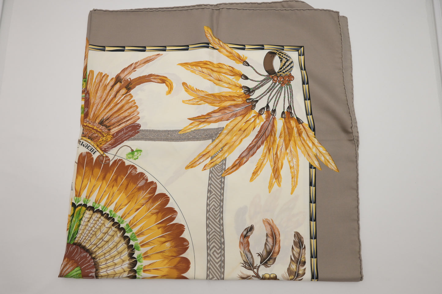 Hermes 'Brazil' Carre 90 in Gray Silk