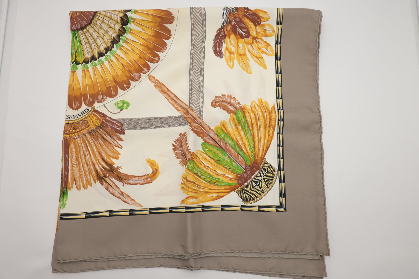 Hermes 'Brazil' Carre 90 in Gray Silk