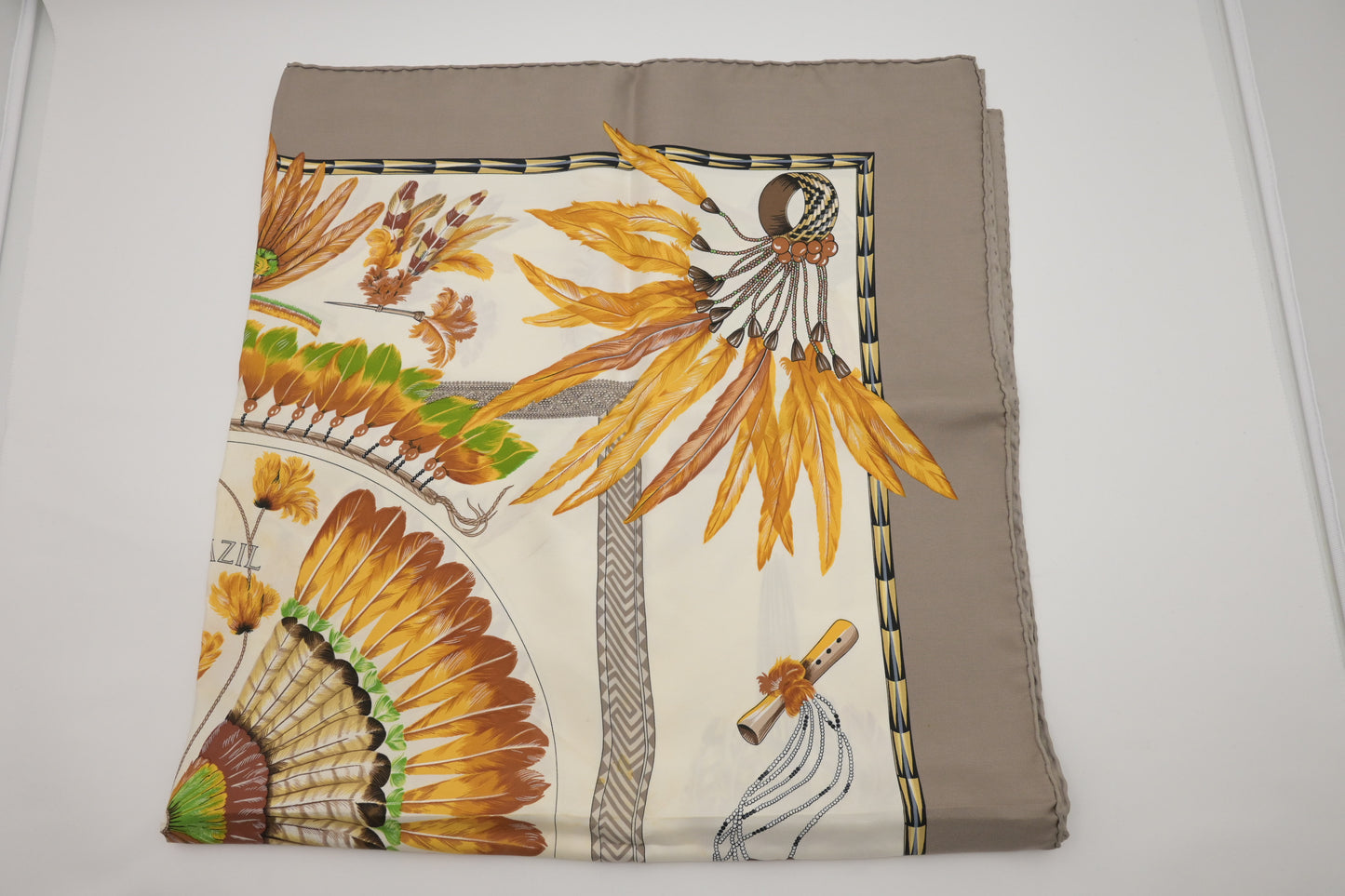 Hermes 'Brazil' Carre 90 in Gray Silk