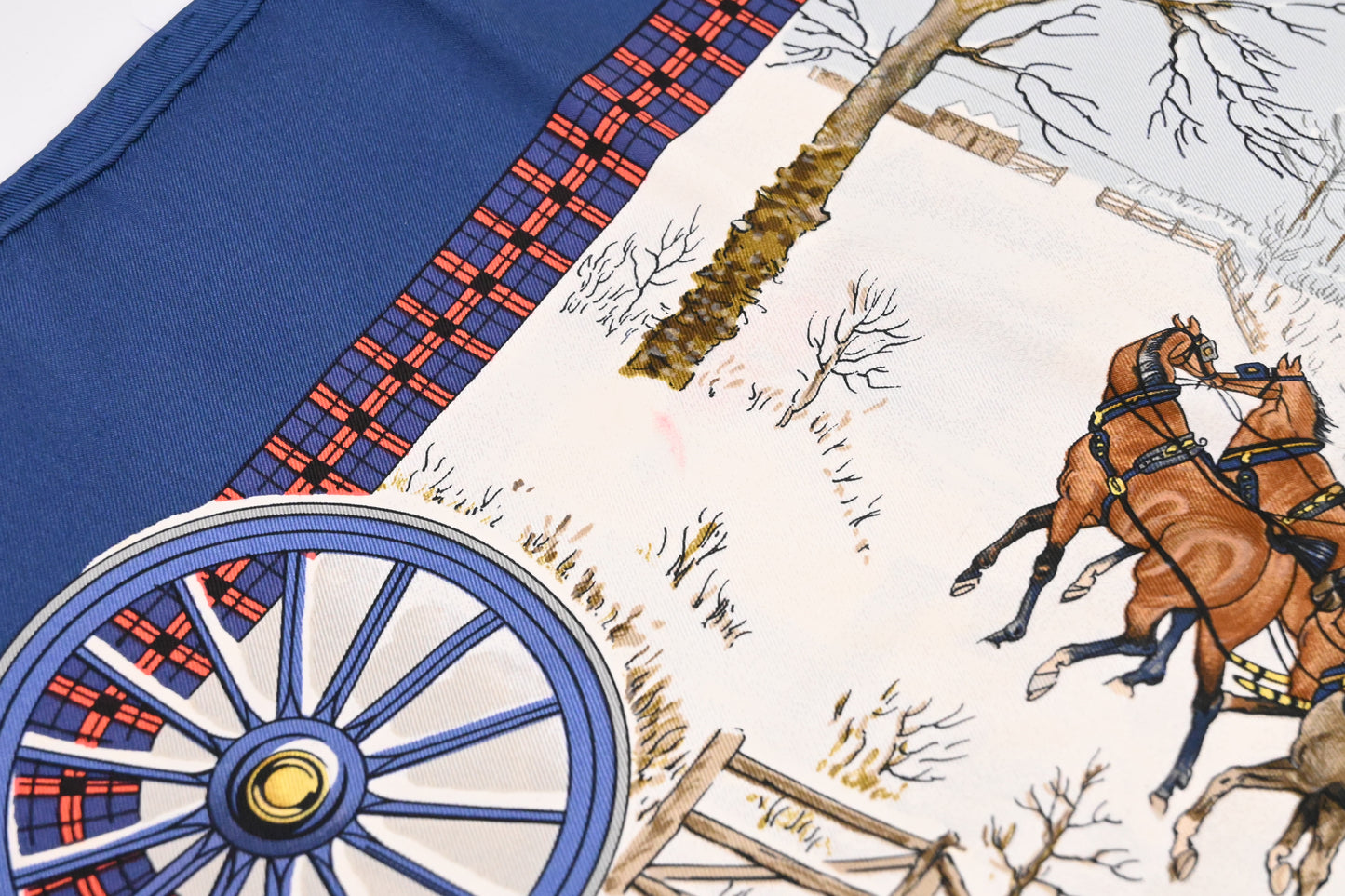 Hermes 'L'River en Poste' Carre 90 in Blue Silk
