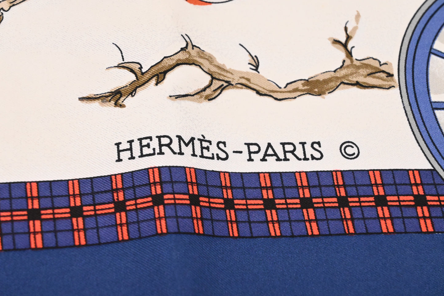 Hermes 'L'River en Poste' Carre 90 in Blue Silk