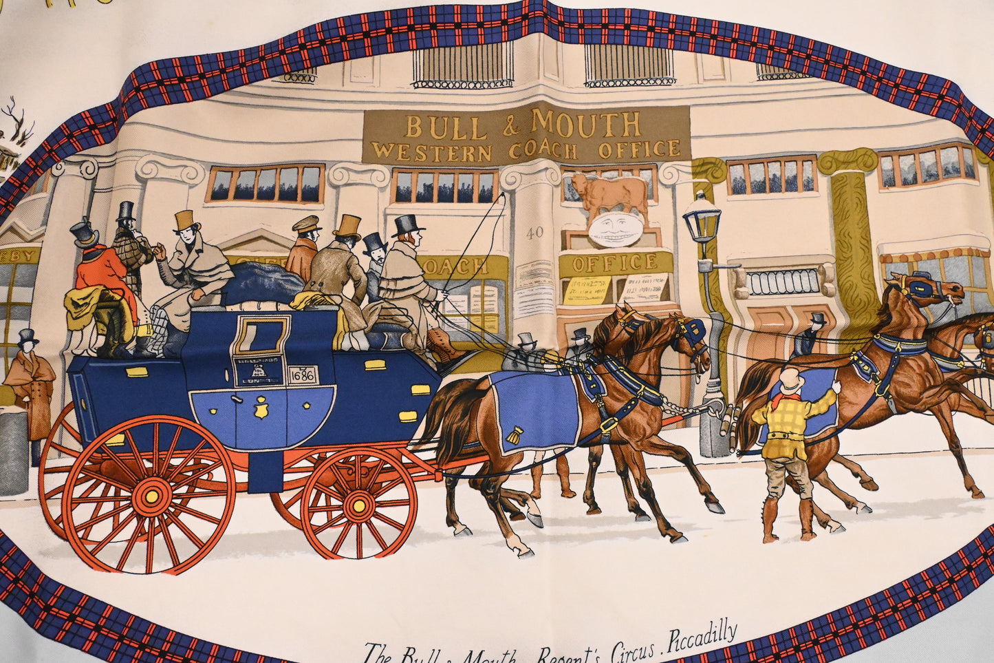 Hermes 'L'River en Poste' Carre 90 in Blue Silk