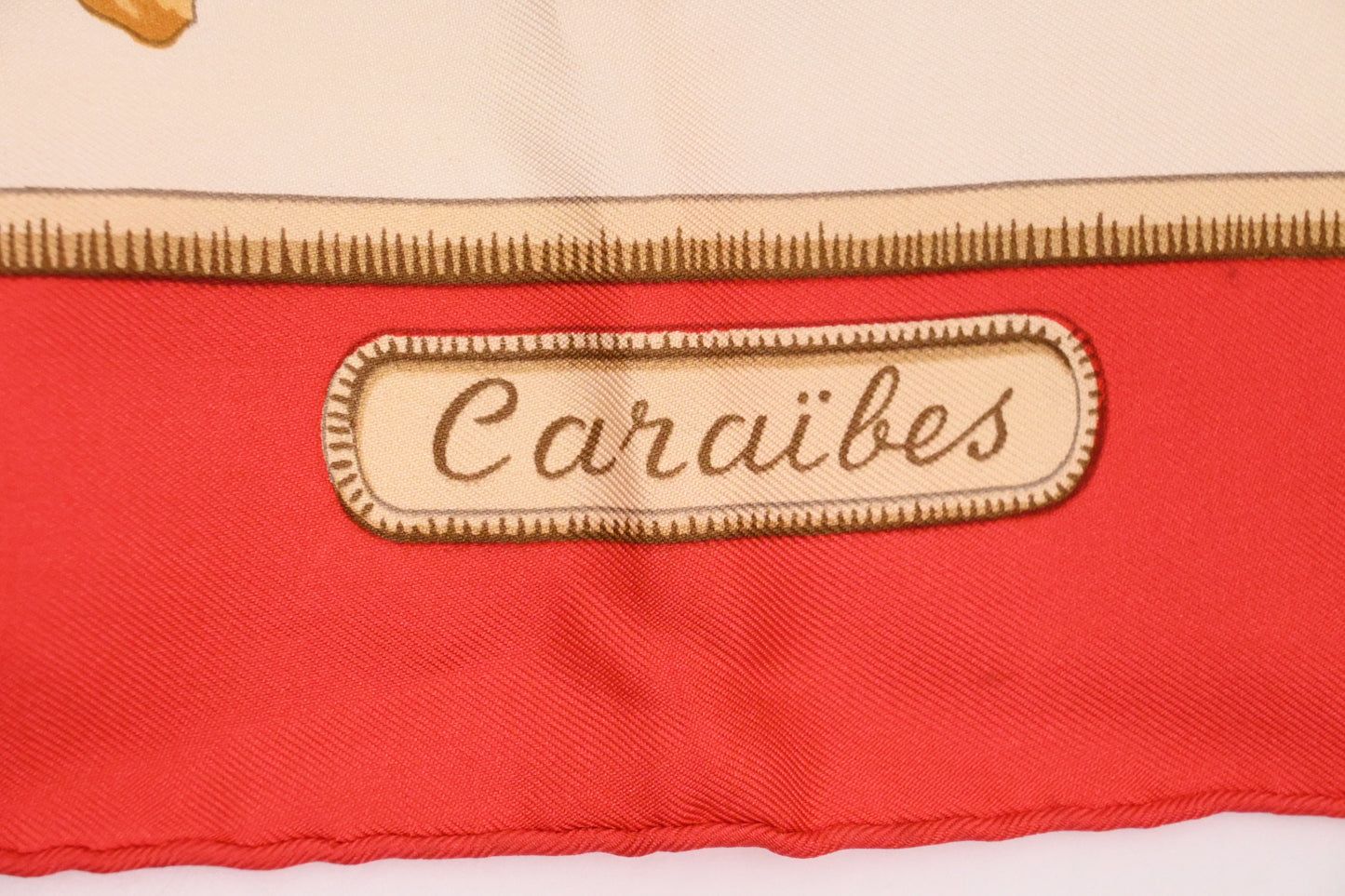 Hermes 'Caraibes' Carre 90 in Light Red Silk