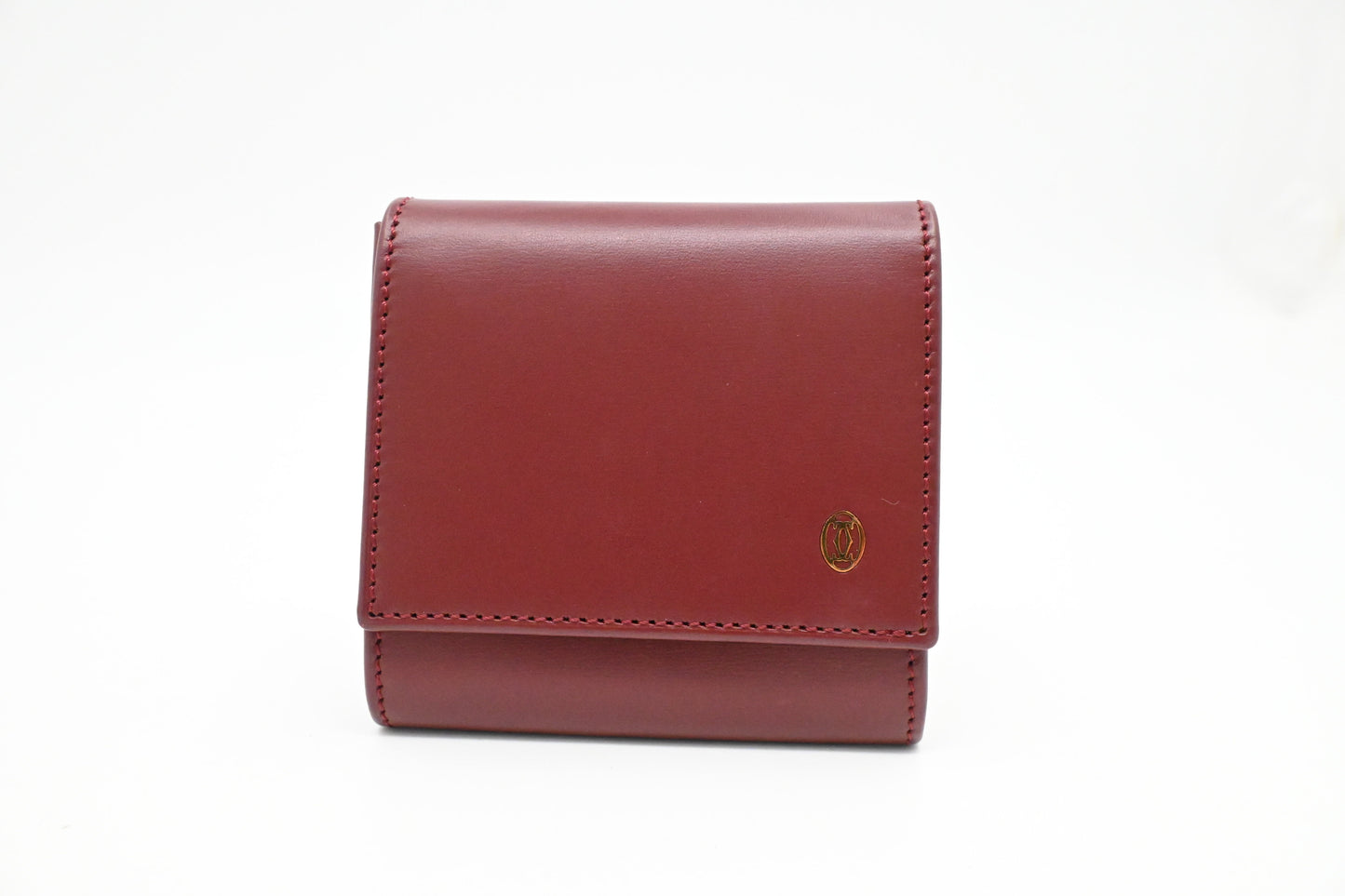 Cartier Square Coin Case in Burgundy Leather