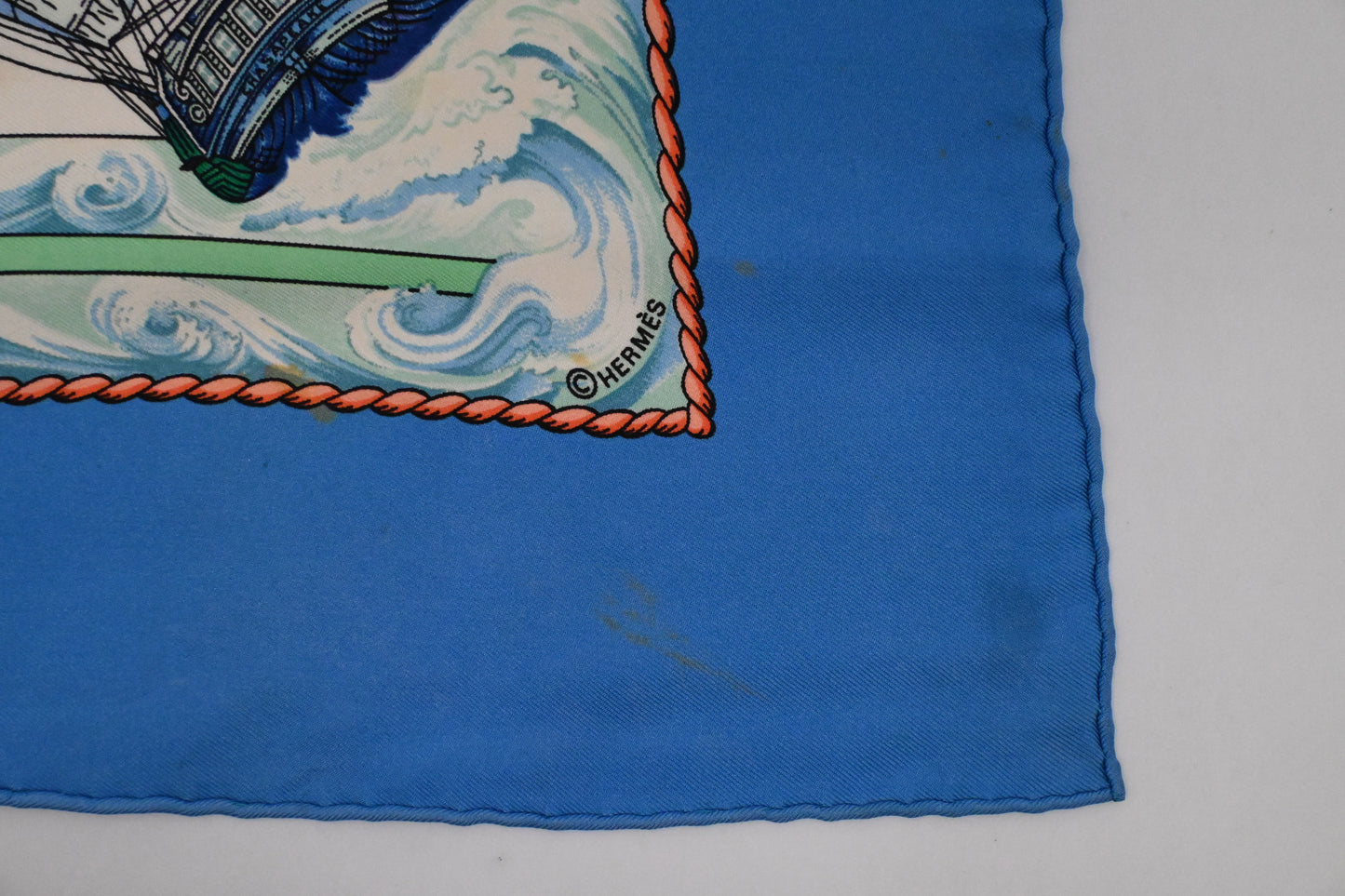 Hermes 'Vive le Vent' Carre 90 in Blue Silk